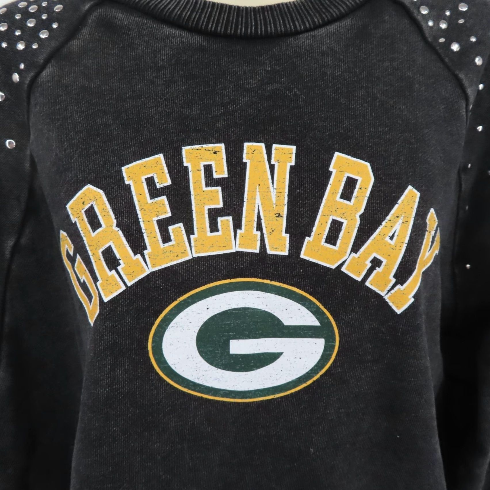 Vintage Gameday Couture Sweatshirt Women XXL Gray Green Bay Packers Silver Studded Cropped Long Sleeve Pullover Size XXL / US 16-18 / IT 52-54 - 3 Thumbnail