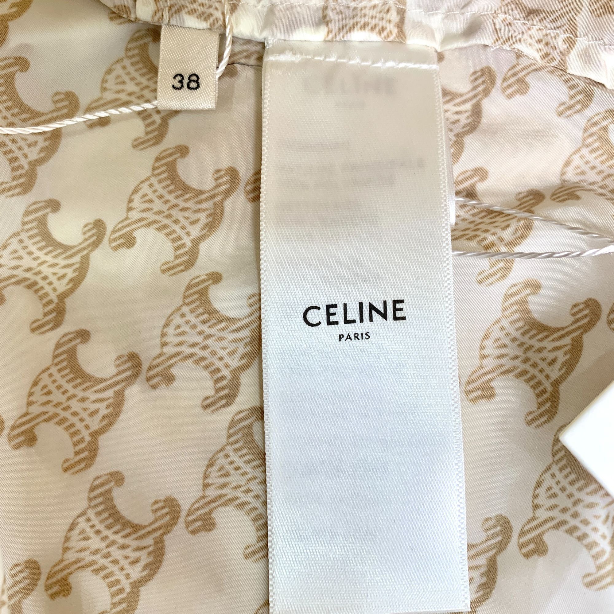 Celine Celine Beige & Gold Triomphe Monogram Hooded Jacket Size S / US 4 / IT 40 - 6 Thumbnail