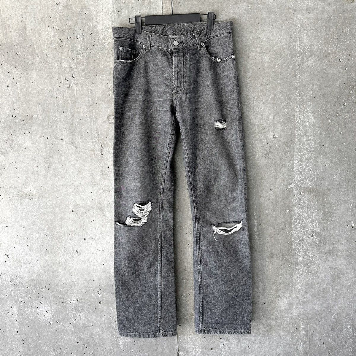 Helmut Lang AW1998 Dark Wash Blowout Denim Size US 33 - 1 Thumbnail