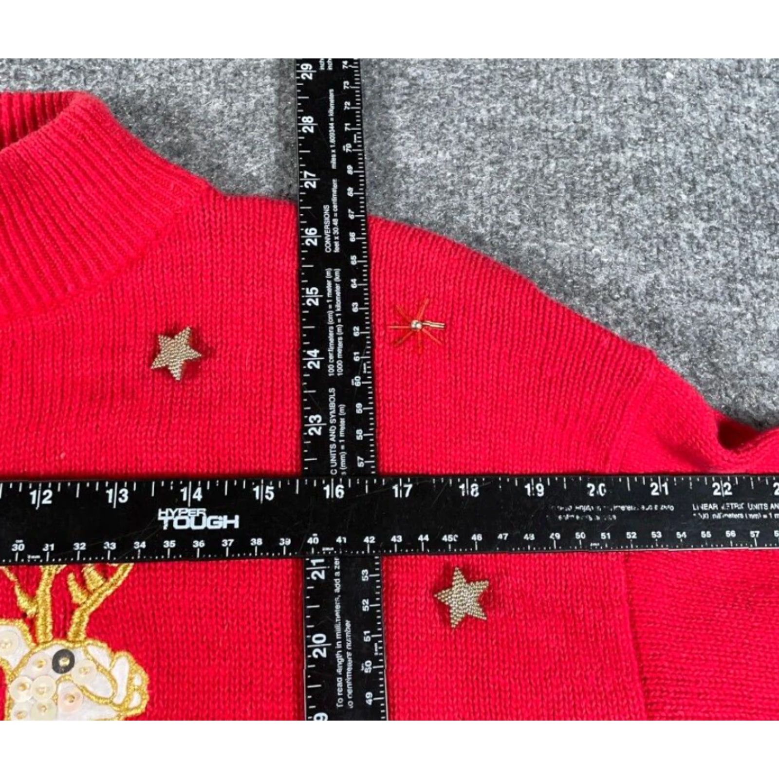 Vintage VINTAGE Christmas Sequined Reindeer Sweater Women's Medium Red Mock Neck Knit 90s Size M / US 6-8 / IT 42-44 - 5 Thumbnail