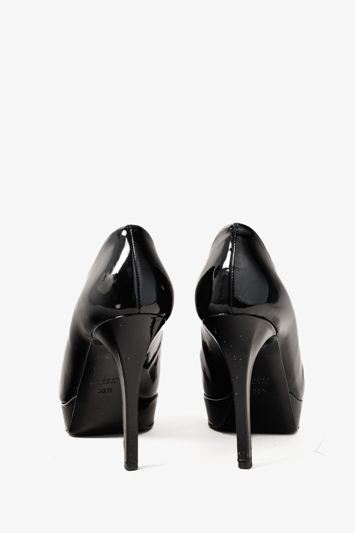 Gucci Gucci Nero Vernice Crystal Square-Toe Platform Pumps Size US 8 / IT 38 - 3 Thumbnail