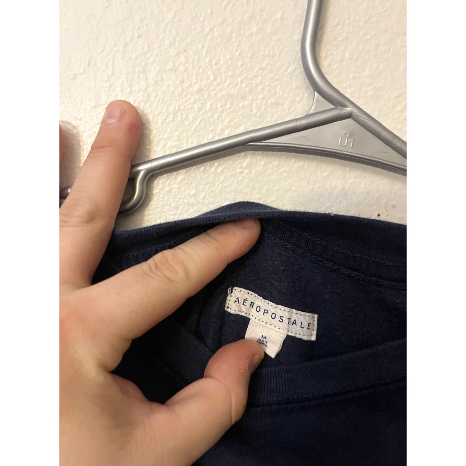 Vintage Aeropostale AERO Sweatshirt Womens Sz Medium Blue Crop Top Crew Neck BIG LOGO Size M / US 6-8 / IT 42-44 - 3 Thumbnail