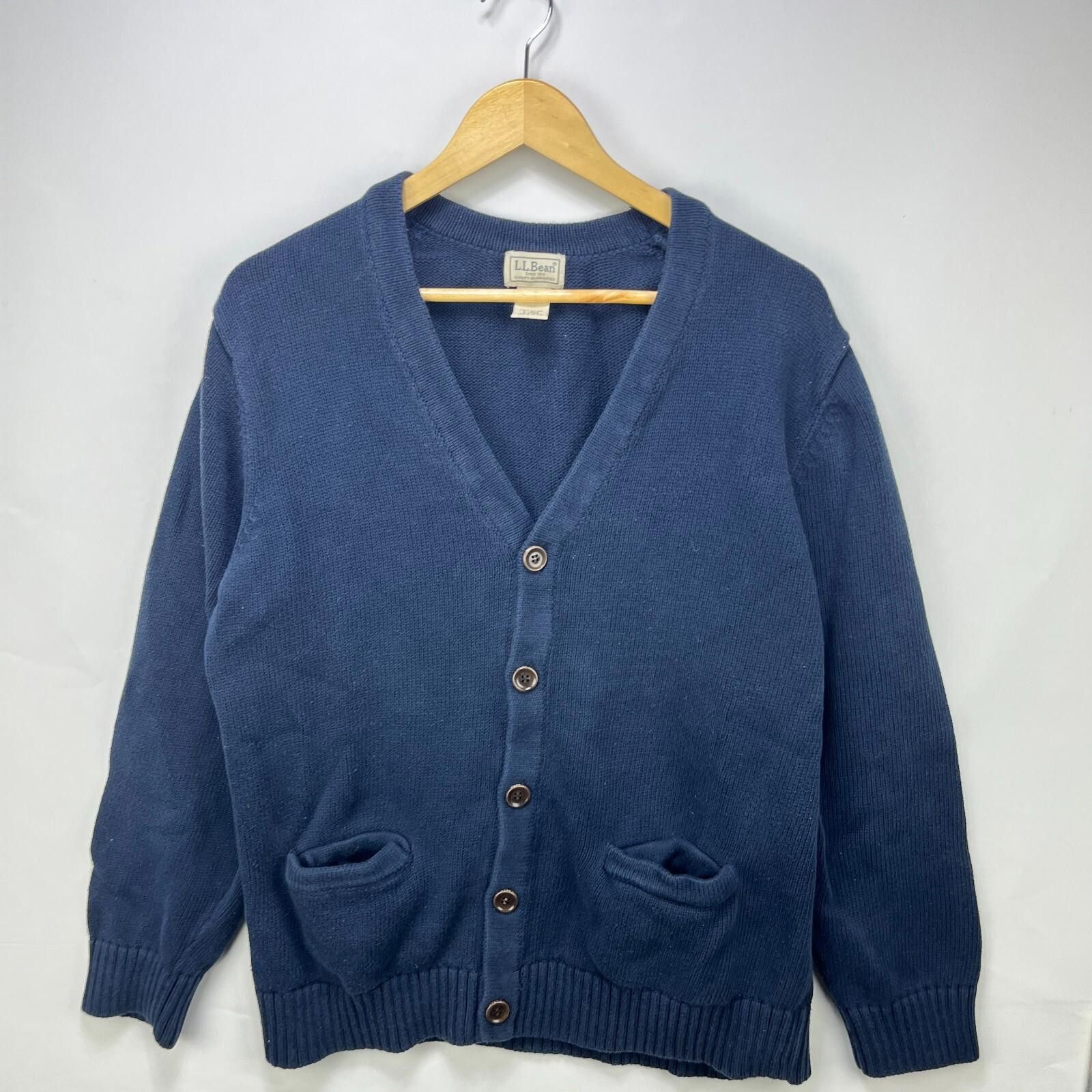 Vintage L.L. Bean Cardigan Knit Sweater Large Cotton