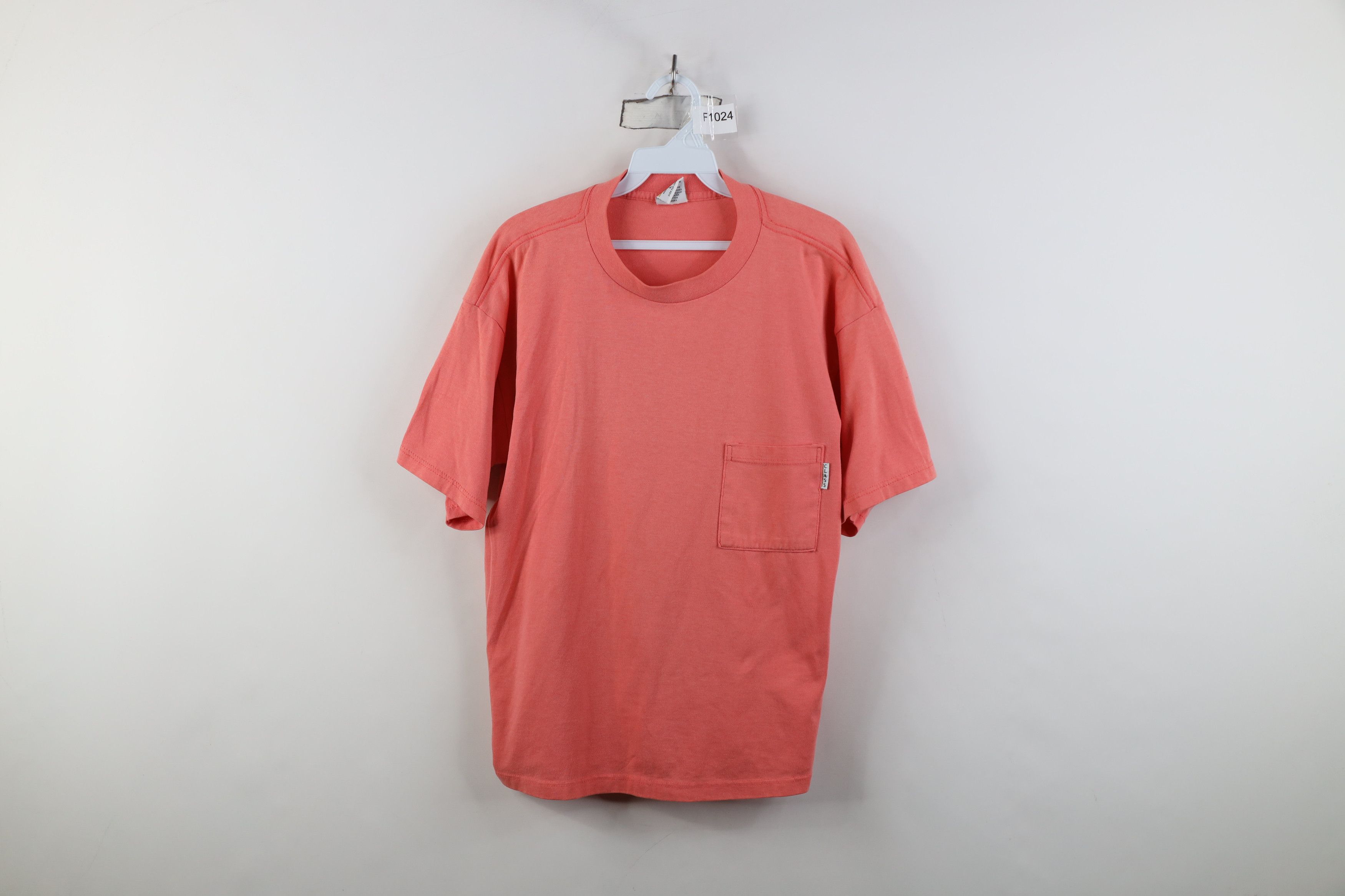 Vintage Vintage 90s Streetwear Blank Boxy Pocket T-Shirt Salmon USA Size L / US 10 / IT 46 - 1 Thumbnail