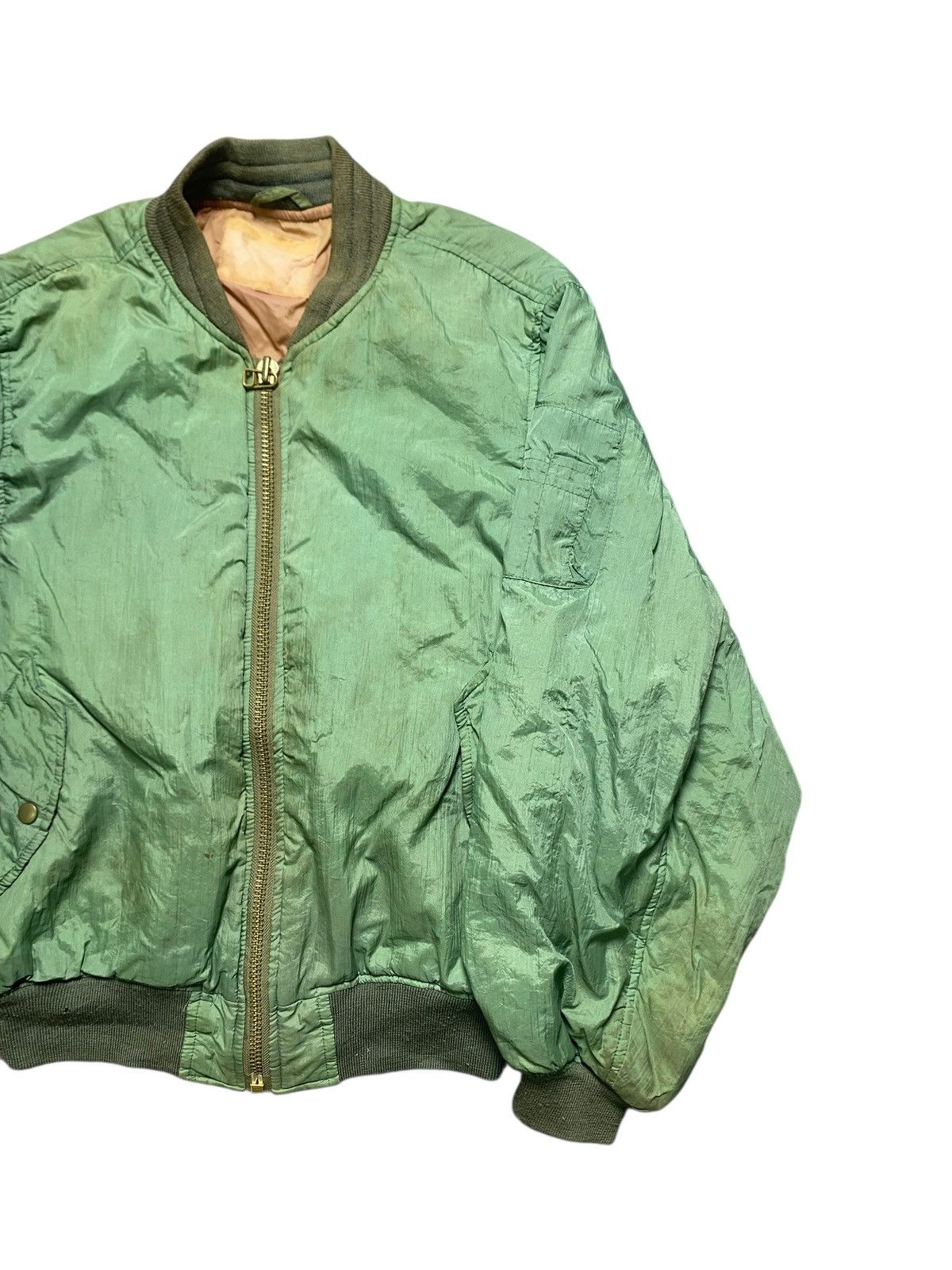 Edwin VINTAGE BOMBER JACKET EDWIN ZIPPER GREEN ARMY Size US XL / EU 56 / 4 - 3 Thumbnail