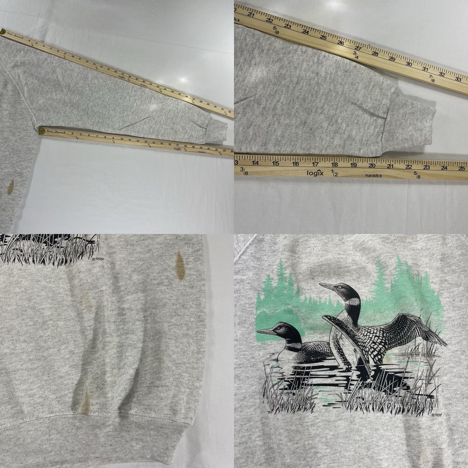 Hanes VINTAGE Hanes Sweatshirt XL Gray Crew Neck Long Sleeve Graphic Print Duck Mallard 90s Mens Size US XL / EU 56 / 4 - 8 Thumbnail