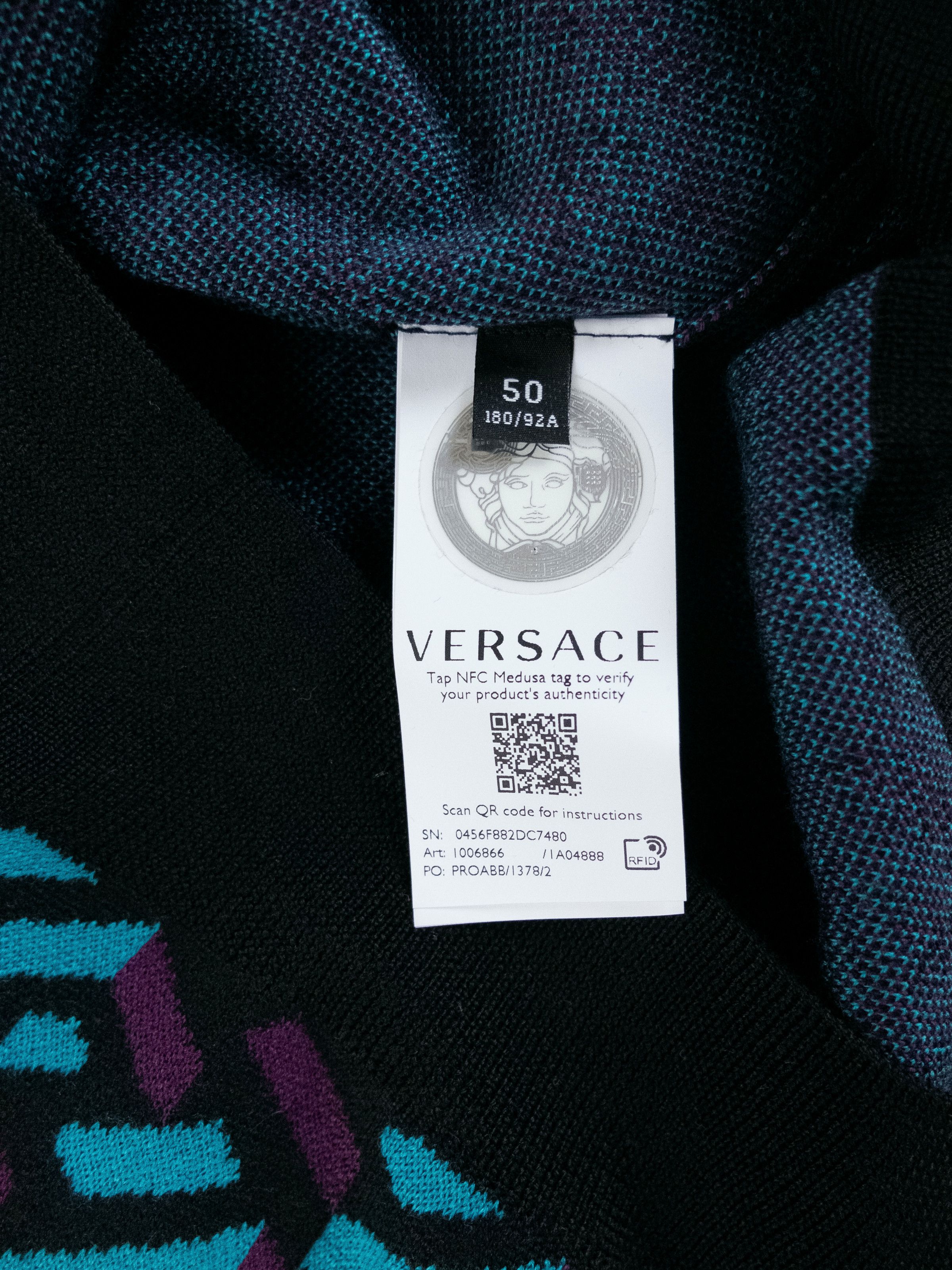 Versace VERSACE La Greca knit black wool cardigan sweater Large Size US L / EU 52-54 / 3 - 8 Thumbnail