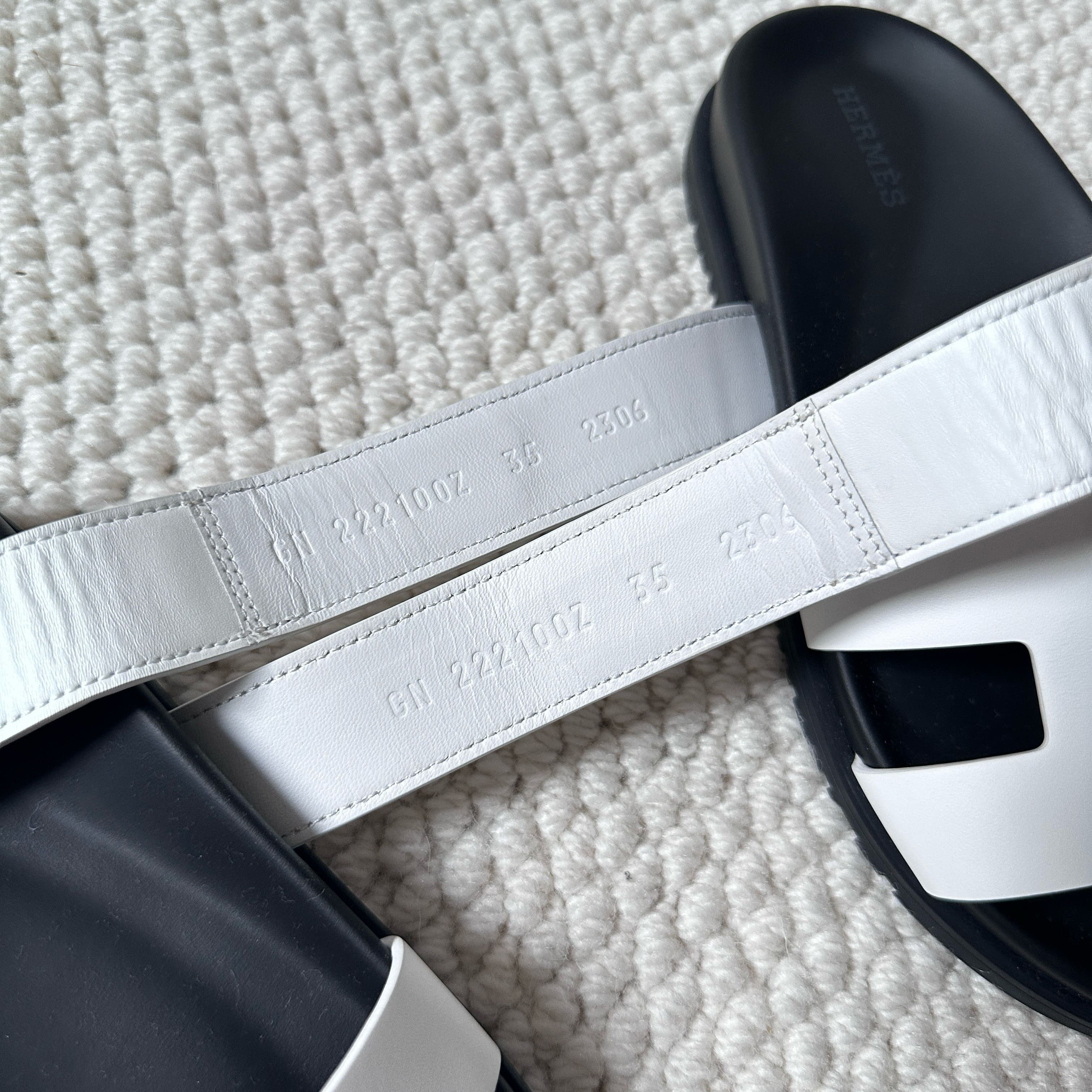 Hermes Hermes Chypre Sandal White Black Leather Fullbox Size US 5 / IT 35 - 2 Thumbnail