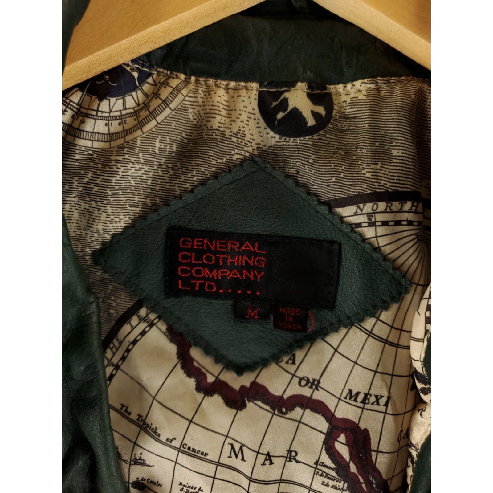 Vintage VINTAGE General Clothing Company Leather Bomber Jacket Green M Mens Revival 90s Scuff on back Size US M / EU 48-50 / 2 - 2 Thumbnail