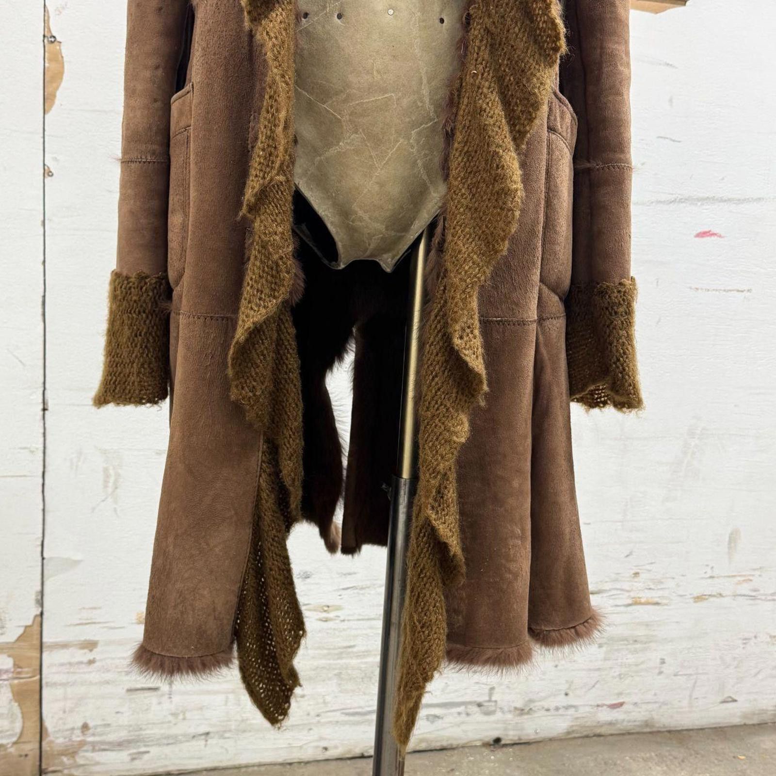 Stefano Ricci Y2K Vintage Stefanel Leather Suede & Rabbit Fur Brown Jacket Size M / US 6-8 / IT 42-44 - 4 Thumbnail