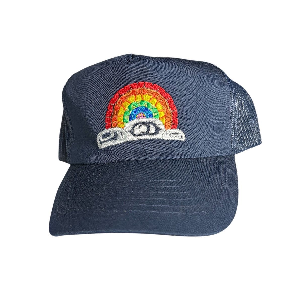 Vintage Vintage 90s Ancient Rainbow Embroidery AJM Trucker Cap / Hat Size ONE SIZE - 1 Thumbnail
