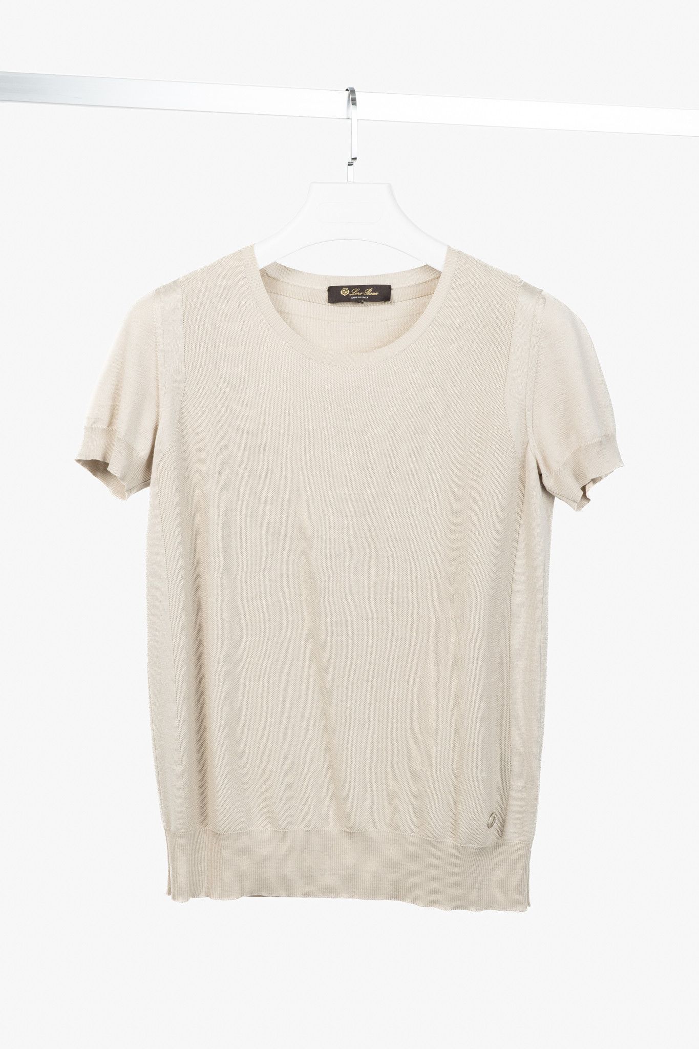 Loro Piana Loro Piana Beige Silk & Cotton Knit Short-Sleeve Sweater Size M / US 6-8 / IT 42-44 - 1 Thumbnail