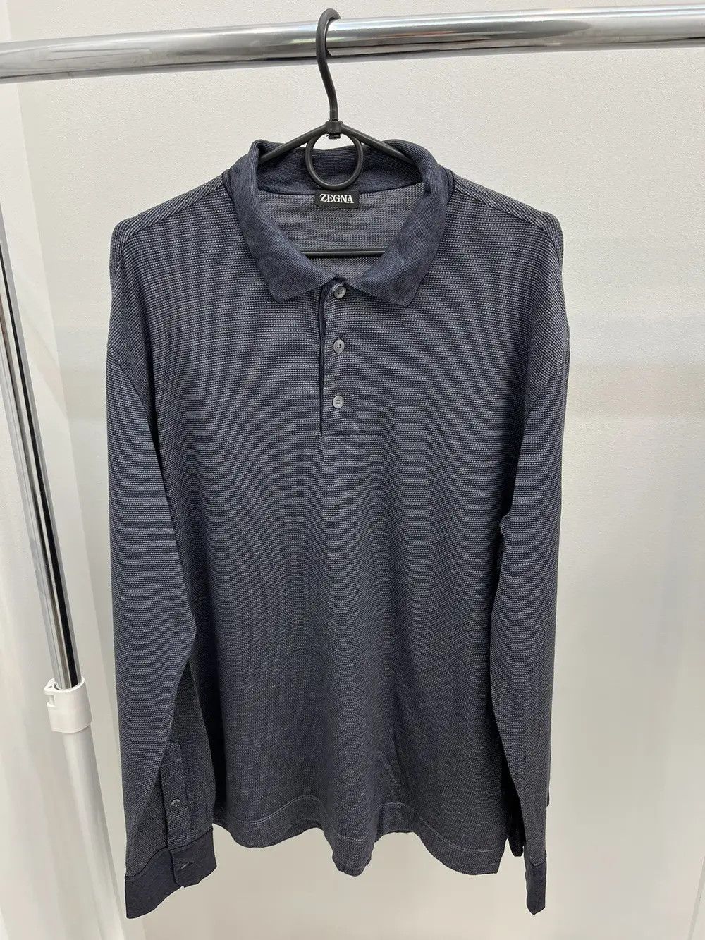 Zegna Cotton Silk Long Sleeve Polo Shirt