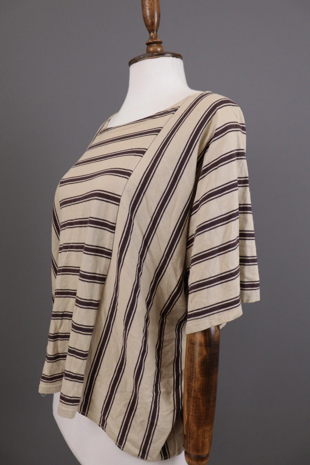Designer Gudrun Sjoden Beige Striped Relaxed Blouse Shirt Size M Size M / US 6-8 / IT 42-44 - 6 Thumbnail