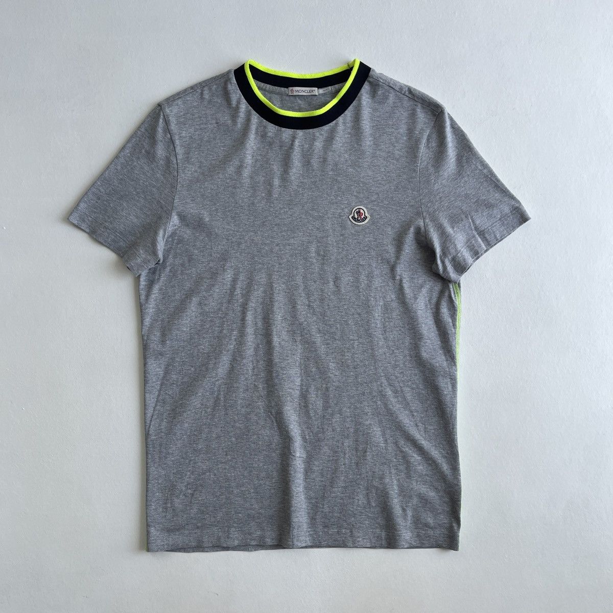 image of Moncler Two-Tone Neckline T-Shirt in Grey, Men's (Size 2XS)