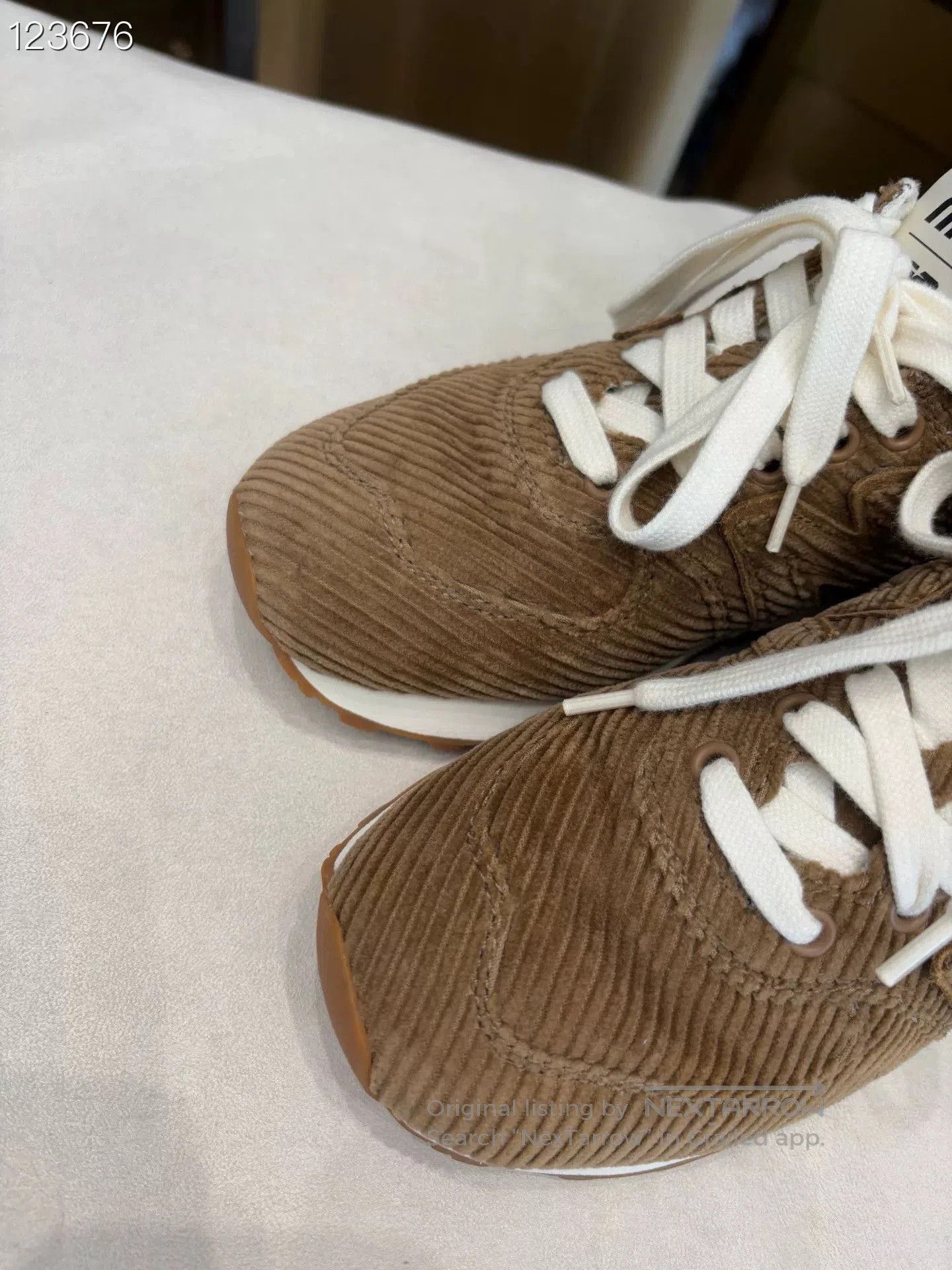 Miu Miu Miumiu New Balance 574 Striped Corduroy Sneakers. Size US 4.5 / IT 34.5 - 3 Thumbnail