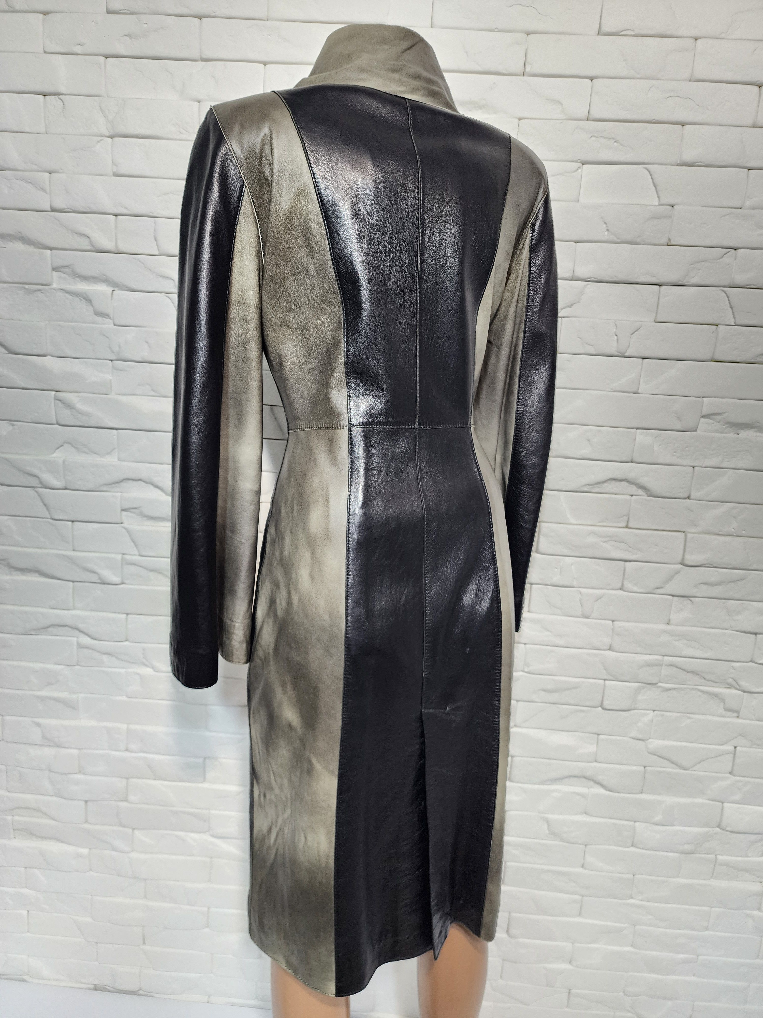 Genuine Leather Gray Black Leather Jacket: Women's Leather Coat. Size XS / US 0-2 / IT 36-38 - 6 Thumbnail