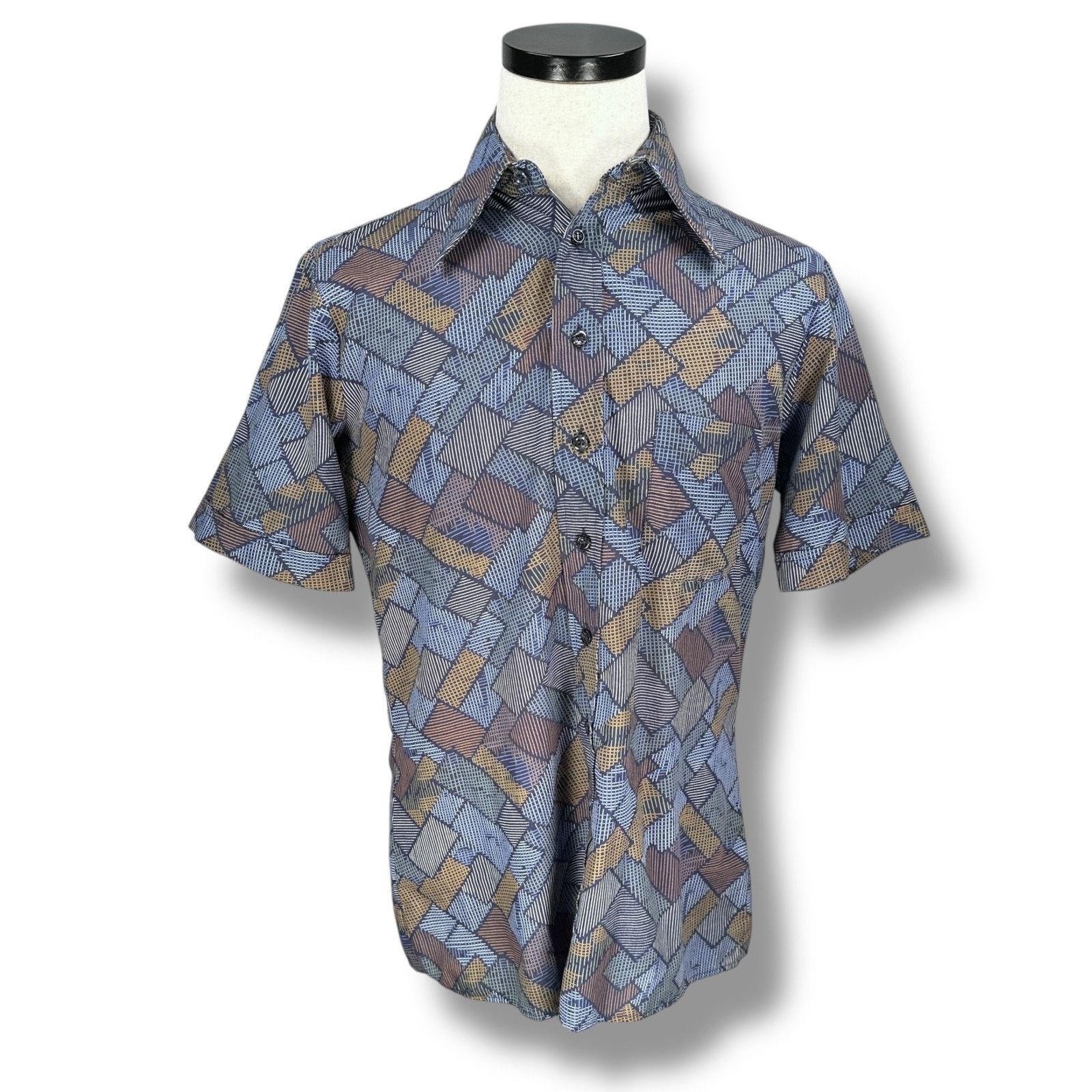 Arrow VTG Arrow Disco Shirt Men Medium Geometric Short Sleeve 70s Size US M / EU 48-50 / 2 - 1 Thumbnail