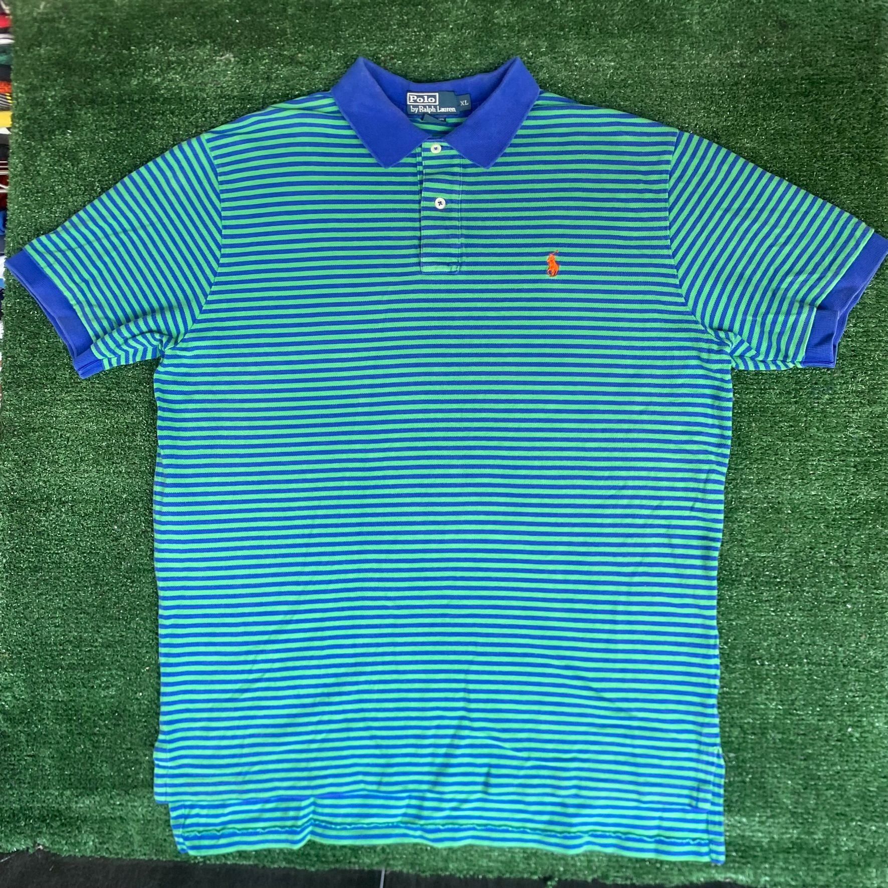 Polo Ralph Lauren Vintage Y2K Ralph Lauren Shirt Striped Logo Polo Shirt Size US XL / EU 56 / 4 - 1 Thumbnail