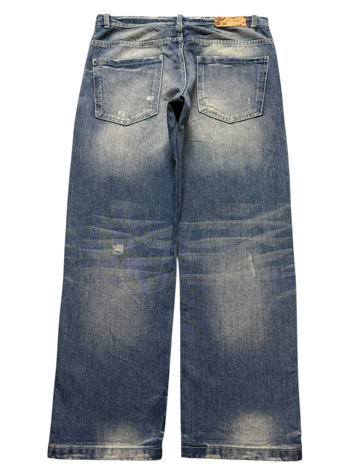 Zara Zara Mens Blue Faded Wash Distressed Destroyed Wide Leg Size US 33 - 2 Thumbnail