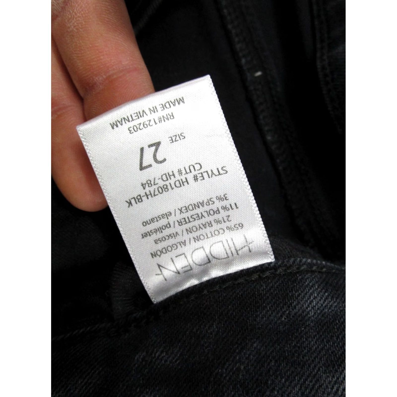 Vintage Hidden Jeans Skinny Distressed Black Stretch Denim Raw Hem Womens Size 27 Size 27" / US 4 / IT 40 - 5 Thumbnail