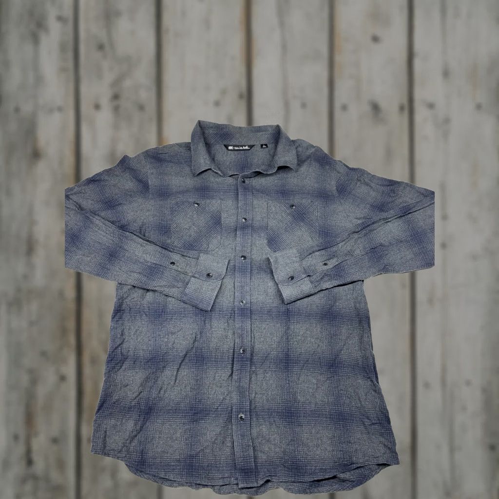 TravisMathew Travis Mathew Mens L Long Sleeve Plaid Button-Down Shirt Casual Top Check Plaid Blue Size US L / EU 52-54 / 3 - 1 Thumbnail