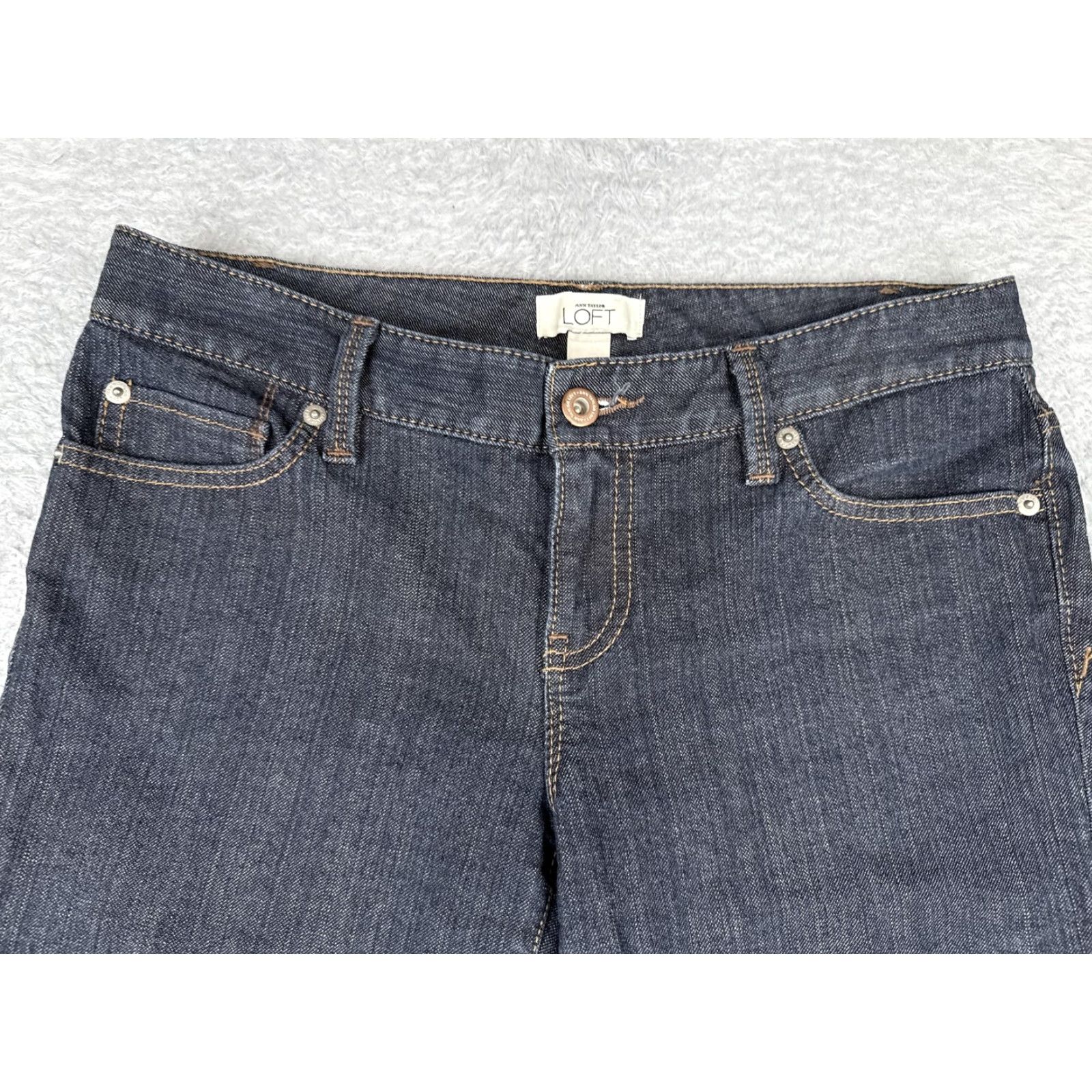 Loft LOFT Ann Taylor Jeans Womens 4 Blue Modern Straight Crop Dark Wash Denim Zip Pocket 5-Pocket Womens Size 27" / US 4 / IT 40 - 4 Thumbnail
