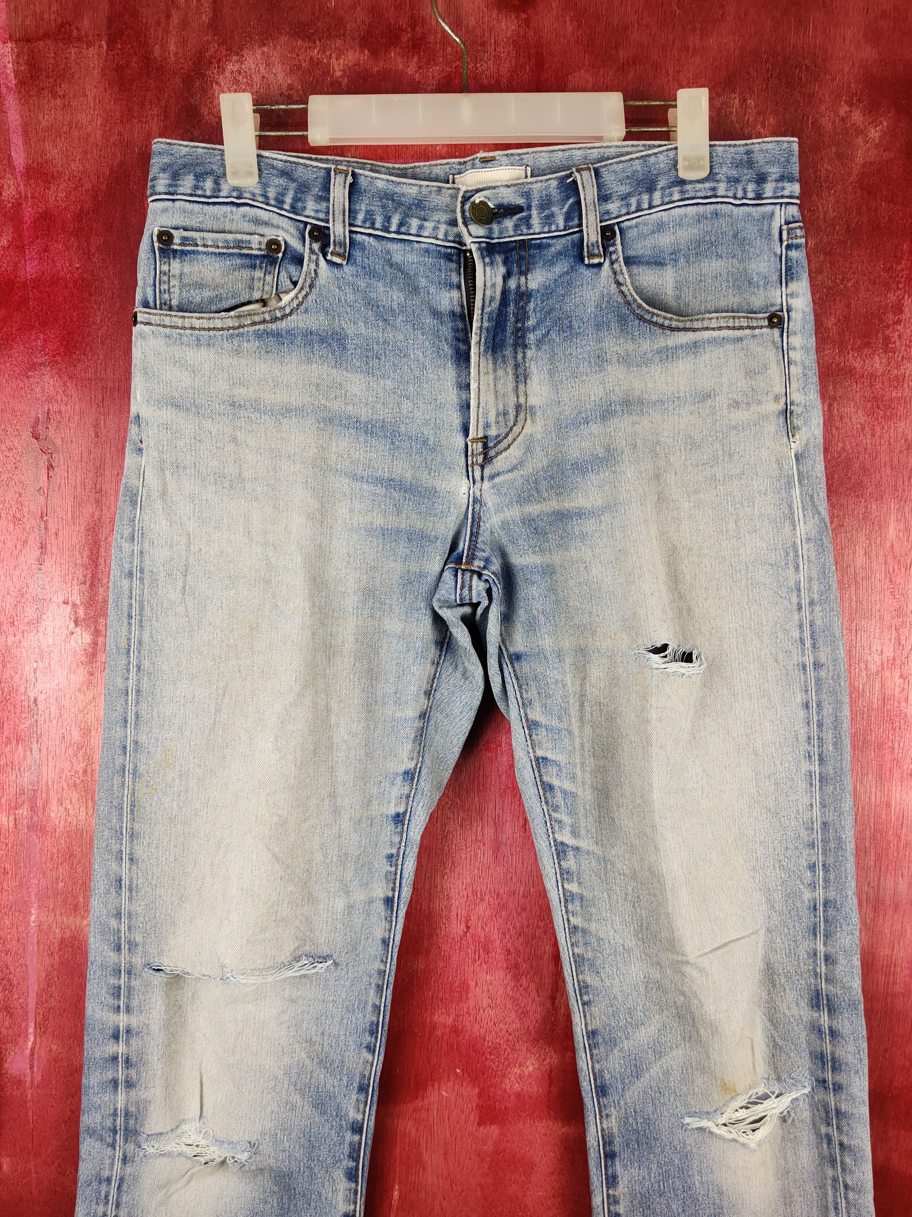 Japanese Brand Uniqlo Blue Distressed Multipocket Denim #S1583 Size US 31 - 2 Thumbnail