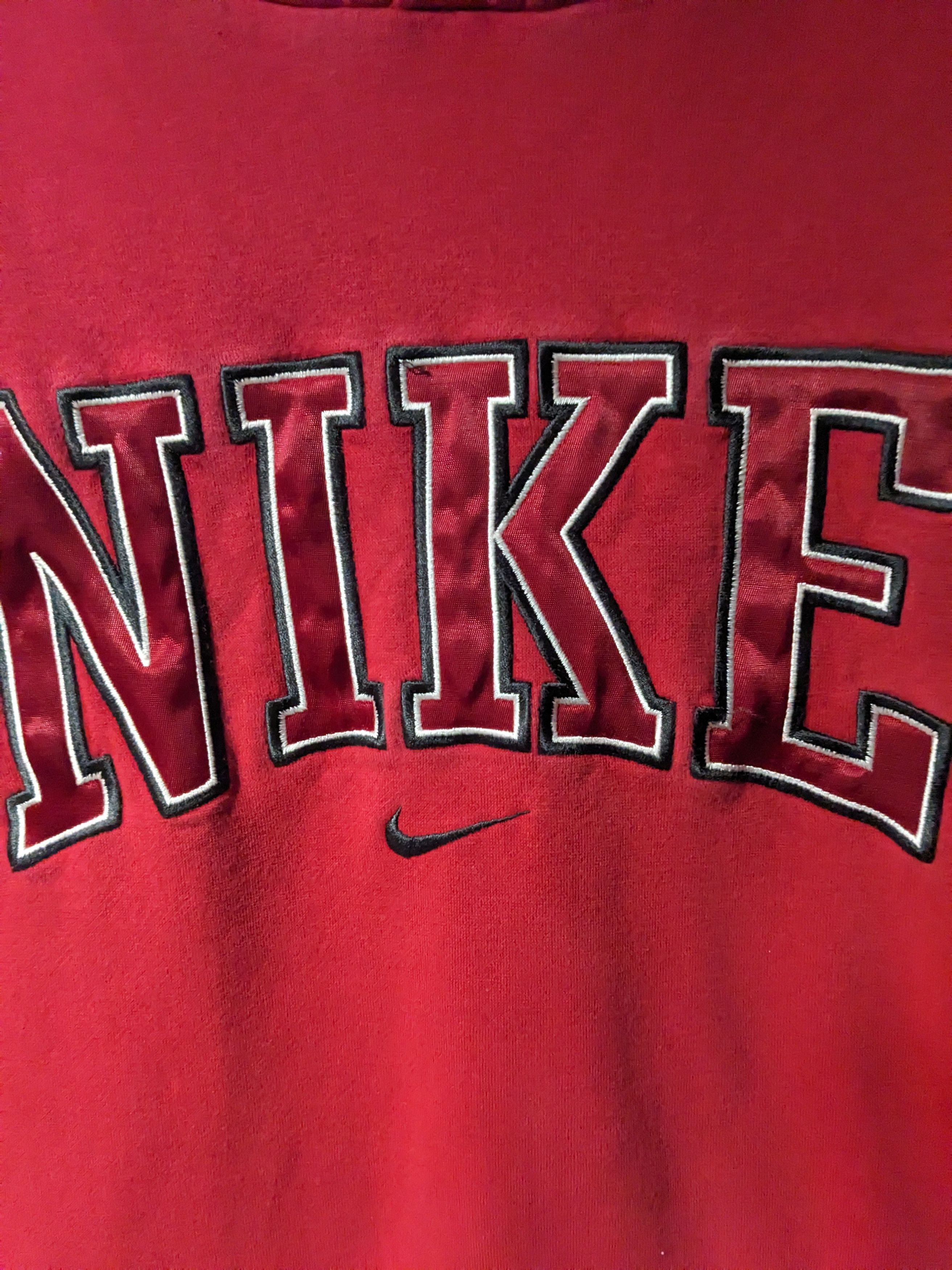 Nike × Vintage Vintage Y2K Nike Spell Out Center Swoosh Red Medium Hoodie Size US M / EU 48-50 / 2 - 2 Thumbnail