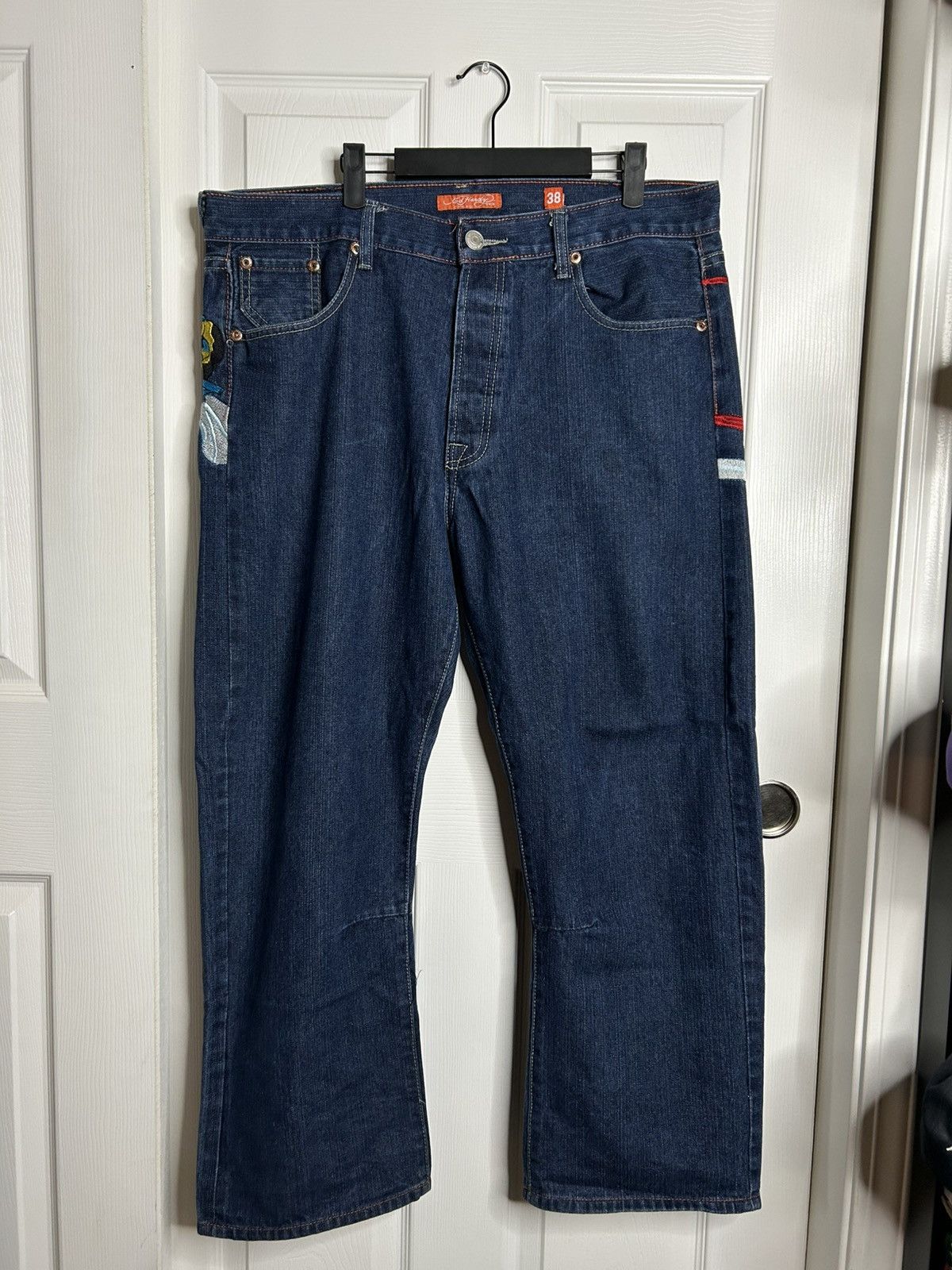 Christian Audigier 2008 Ed Hardy Japan Embroidered Jeans Size US 38 / EU 54 - 2 Thumbnail