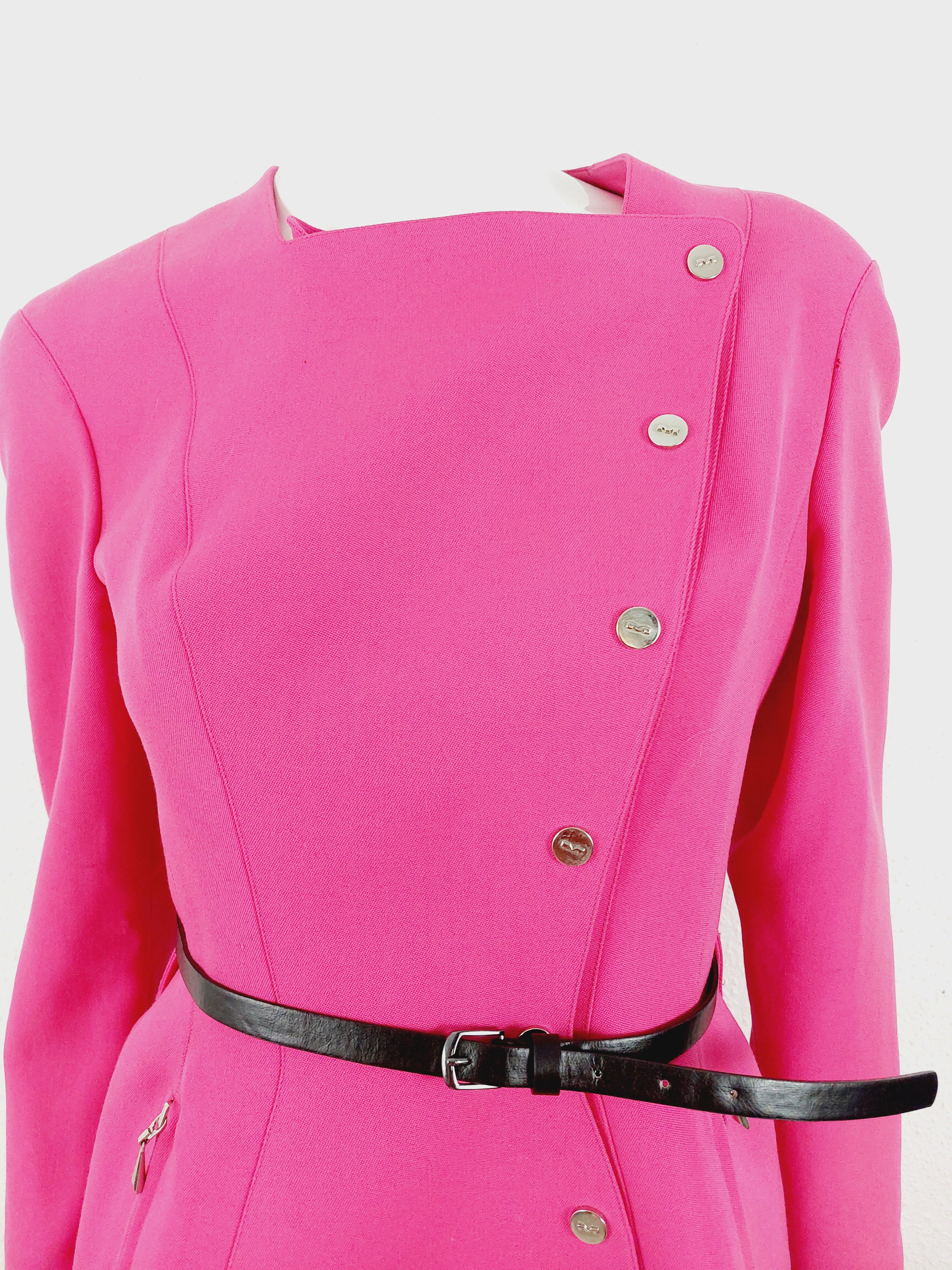 Thierry Mugler Thierry Mugler 1980s Hot Pink Sculptural Suit Set Blazer Size M / US 6-8 / IT 42-44 - 5 Thumbnail
