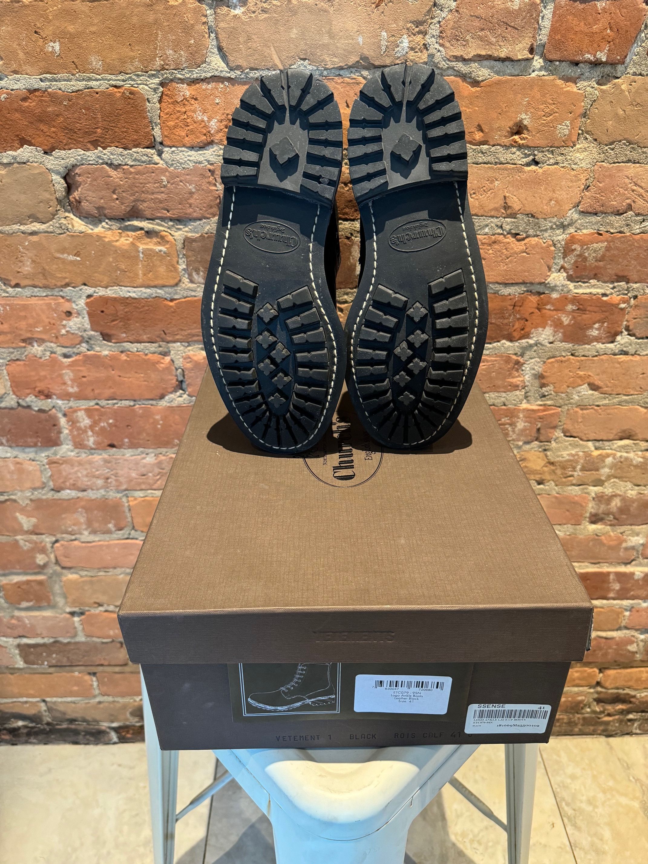 Church's × Vetements Vetements x Church’s Combat Boots – Black Rois Calf Leather Size US 8 / EU 41 - 7 Thumbnail