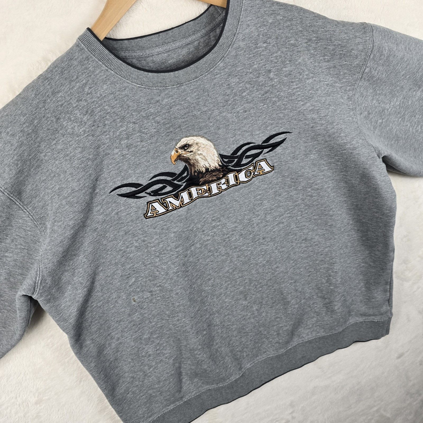 Croft & Barrow Croft & Barrow America Gray Sweatshirt Large Tribal Eagle Size US L / EU 52-54 / 3 - 8 Thumbnail
