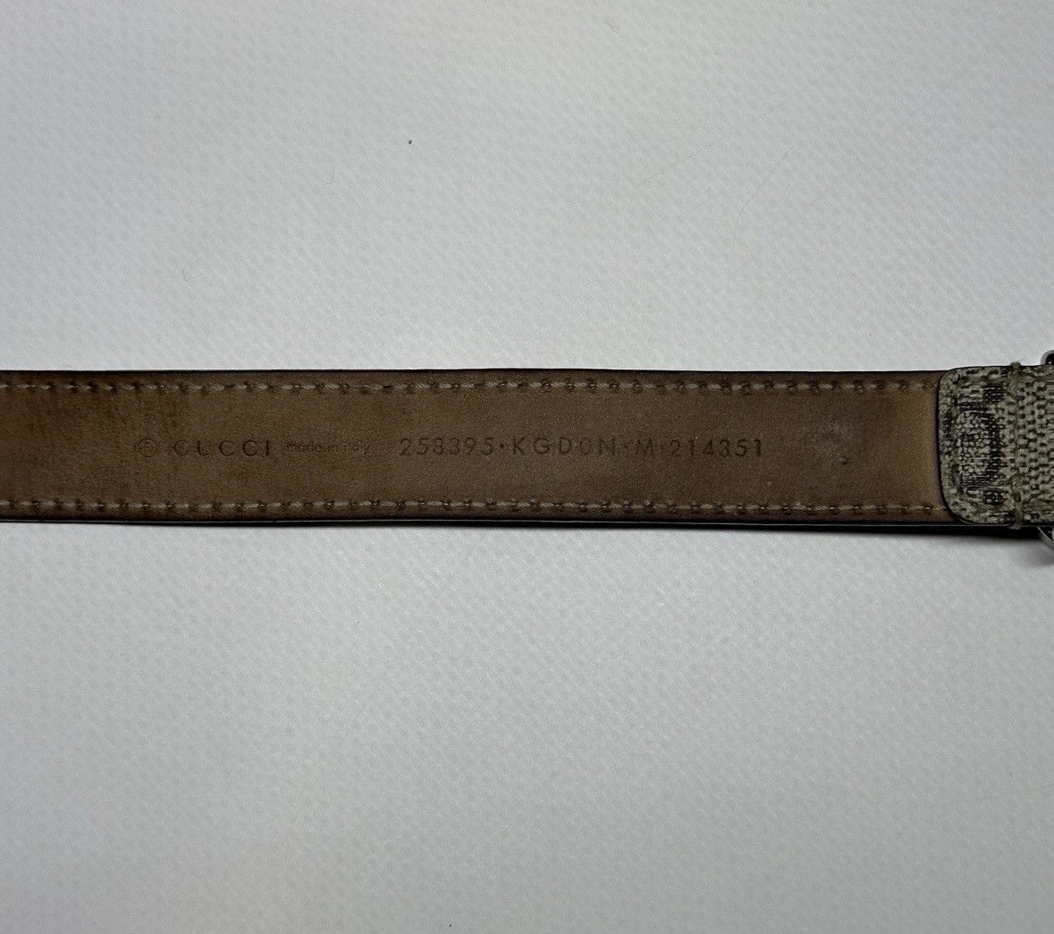 Gucci Gucci Beige/Brown GG Thin Belt 70cm Silver Buckle Size ONE SIZE - 7 Thumbnail