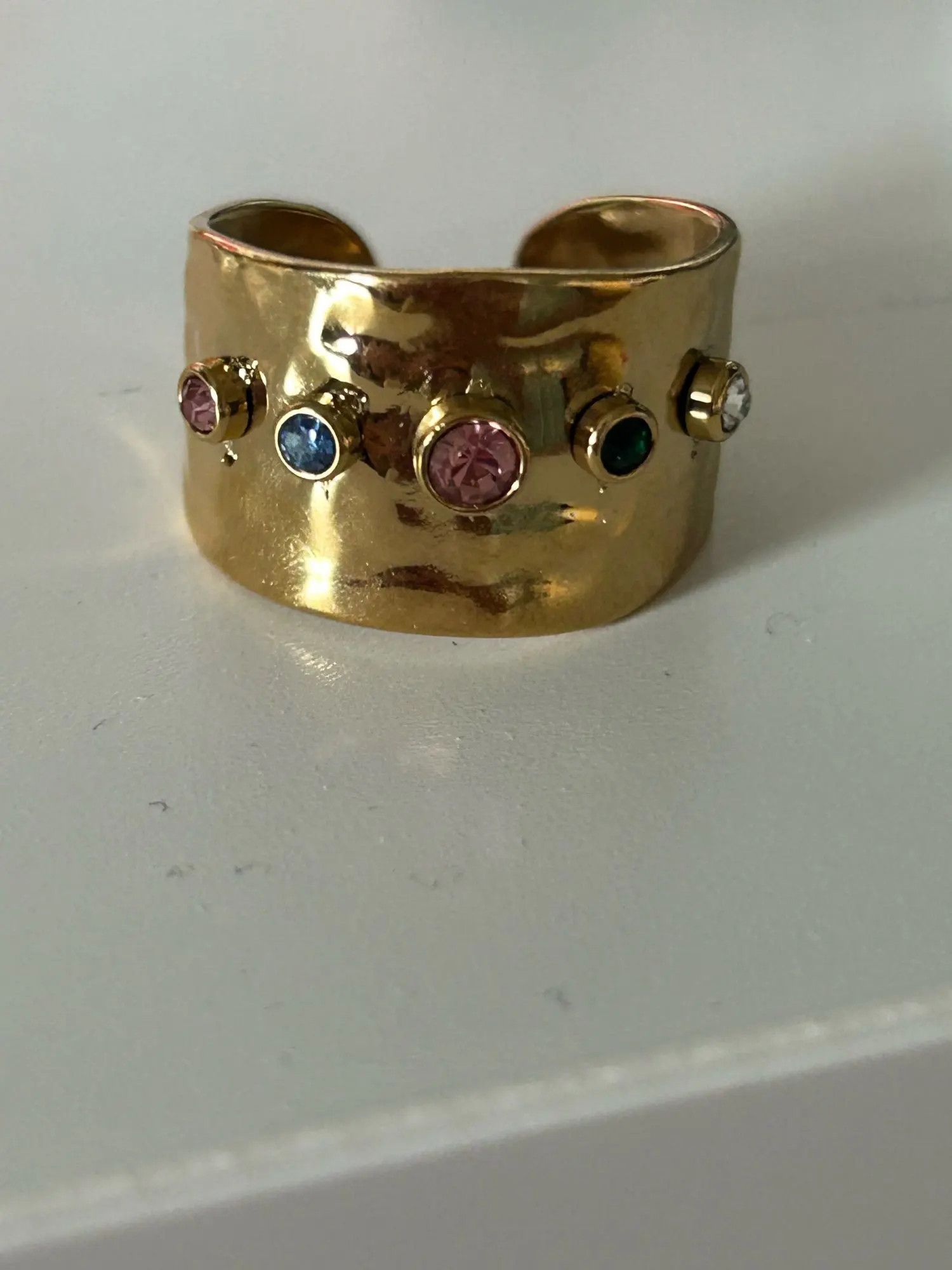 Jewelry Resizable Cubic Zirconia Crystal Steel 18K Gold Plated Rings Size ONE SIZE - 4 Thumbnail
