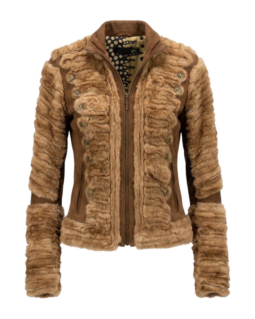 Roberto Cavalli ARCHIVE MINK FUR NAPOLEON LEATHER JACKET Size S / US 4 / IT 40 - 1 Thumbnail