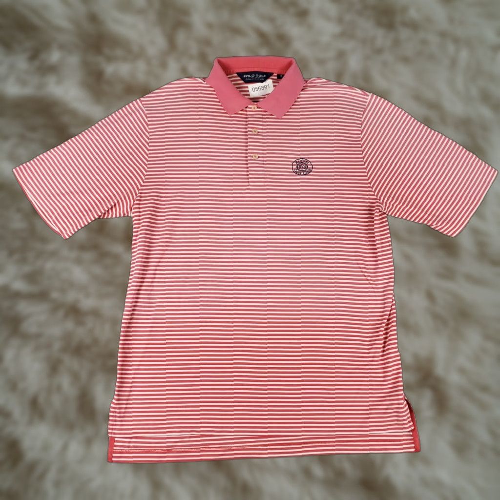 Ralph Lauren RALPH LAUREN Polo Shirt Mens Medium Pink Striped Casual Short Sleeve Polo Shirt M Pink American Preppy Logo Button-Front Classic Fit Men’s Shirt Size US M / EU 48-50 / 2 - 1 Thumbnail
