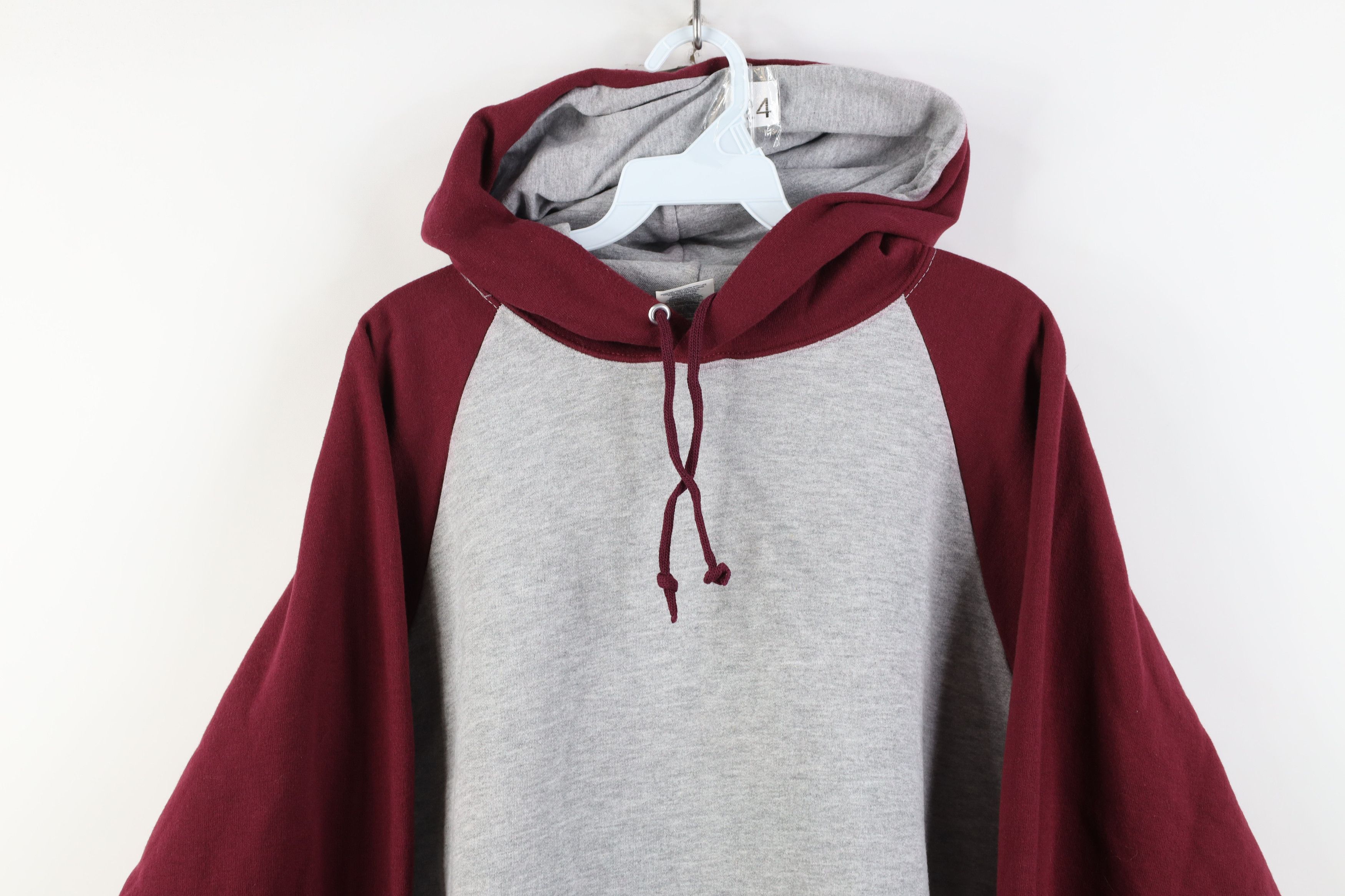Vintage Vintage 90s Y2K Streetwear Hoodie Sweatshirt Gray Burgundy Size US L / EU 52-54 / 3 - 2 Thumbnail