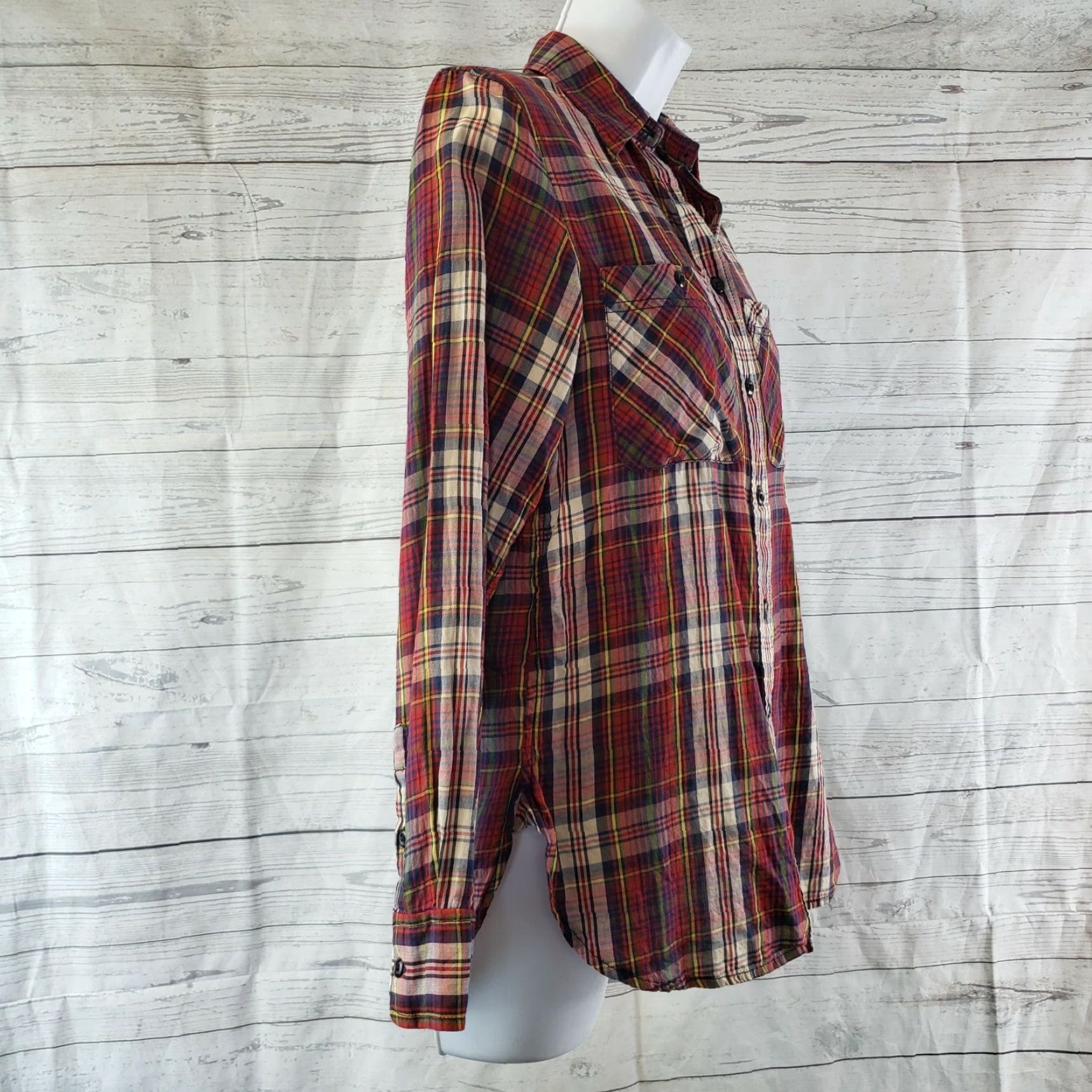 Vintage Denim & Supply Ralph Lauren Womens Utility Button Front Shirt Sz Small Red Plaid Shirt Womens Small Red Plaid Button-Up Cotton Vintage: No Size S / US 4 / IT 40 - 3 Thumbnail