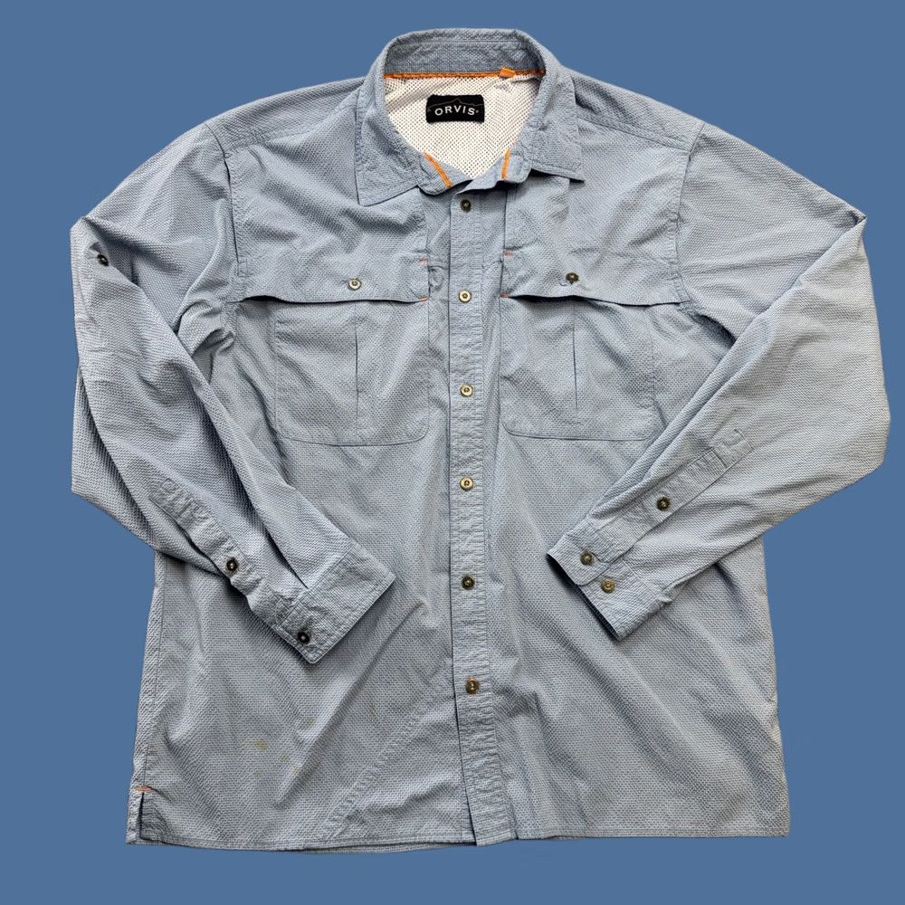 Orvis Orvis Button-Up Shirt Men L Blue Seersucker Vented Roll Tab Pocketed Casual Workwear Regular Fit Size US L / EU 52-54 / 3 - 1 Thumbnail