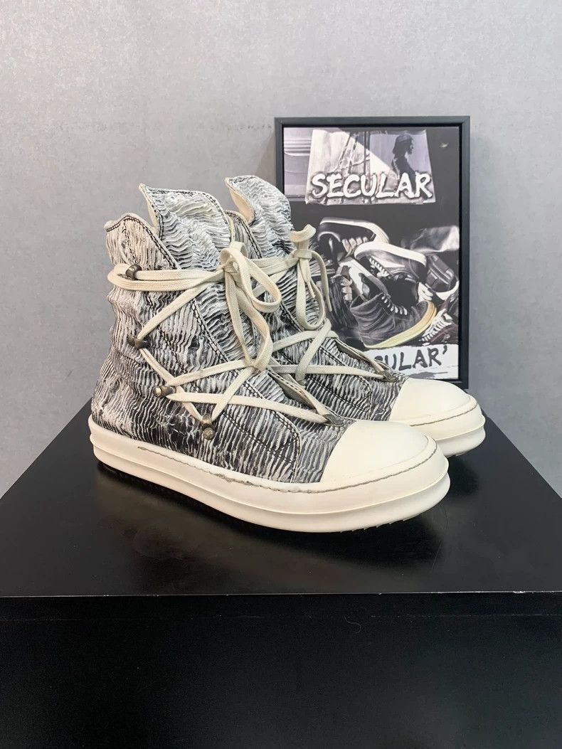 Rick Owens Black and White High-Top Sneakers-dmc