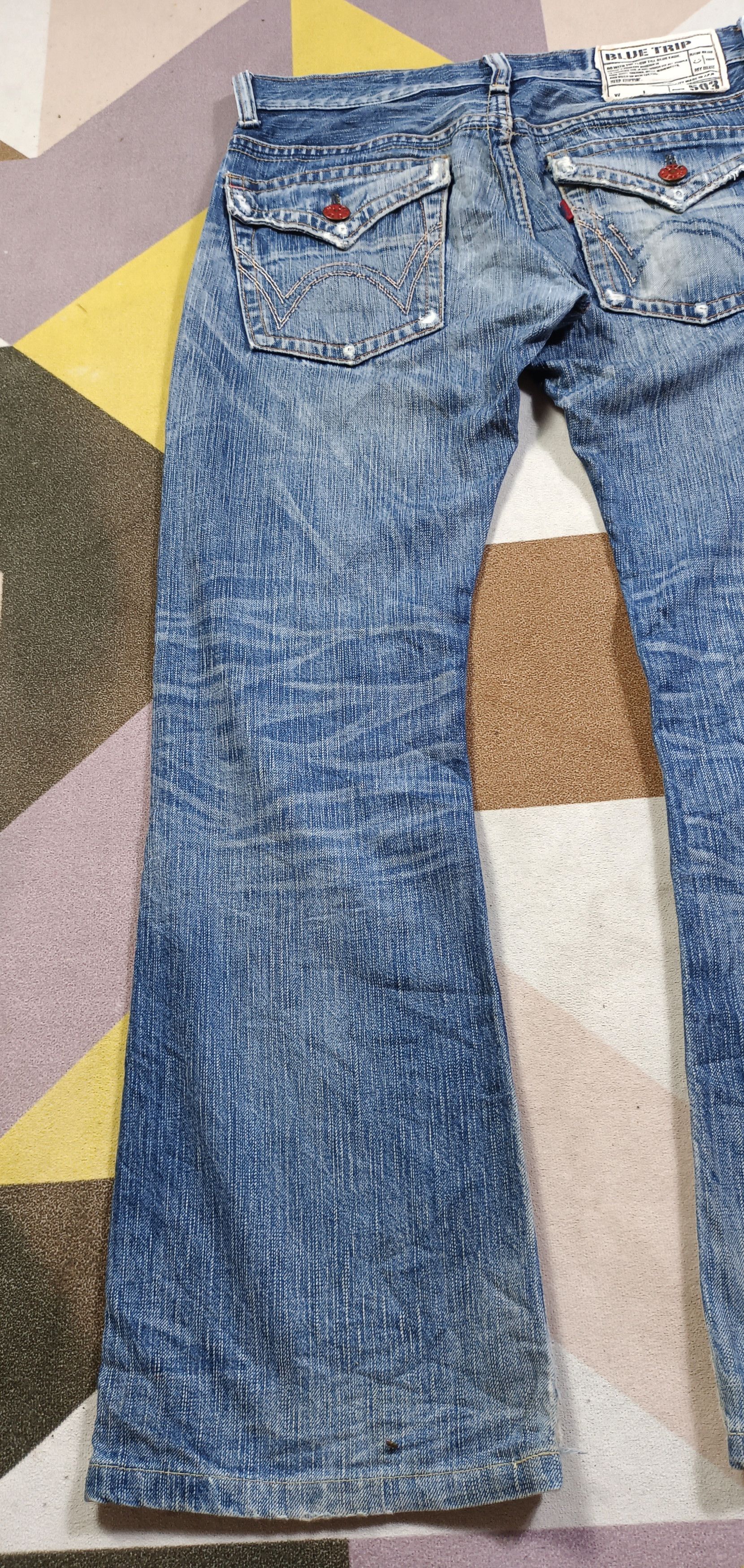 Edwin Vintage Edwin 503 Blue Trip Distressed Jeans Very Rare Size US 32 / EU 48 - 4 Thumbnail