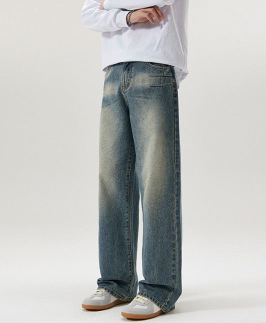 Vintage American-style men's straight-leg baggy washed denim jeans Size US 32 / EU 48 - 4 Thumbnail