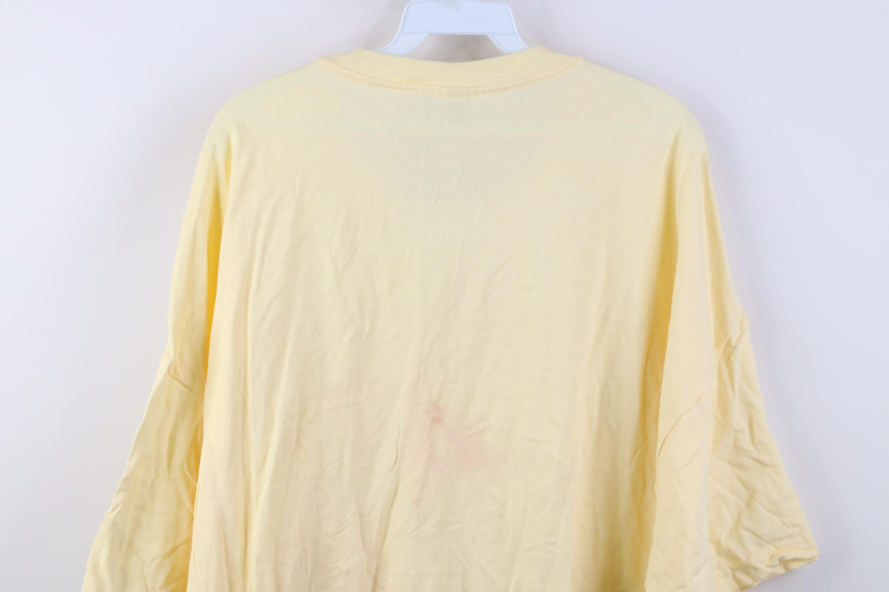 Hanes Vintage 90s Hanes Distressed Cotton Pocket T-Shirt Yellow Size US XXL / EU 58 / 5 - 15 Thumbnail