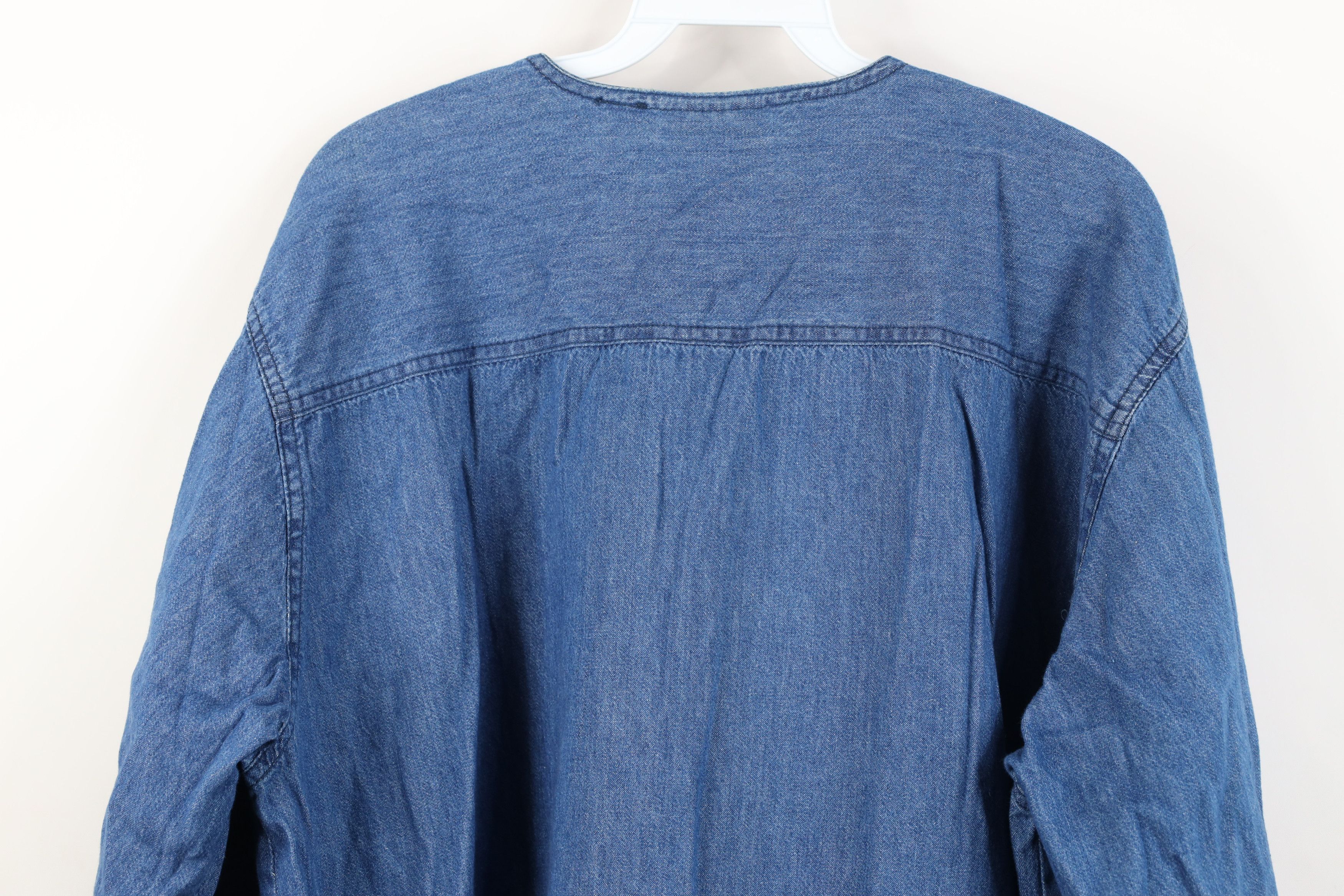 Vintage Vintage 90s Streetwear Abstract Sunflower Denim Button Shirt Size 3XL / US 20-22 - 15 Thumbnail