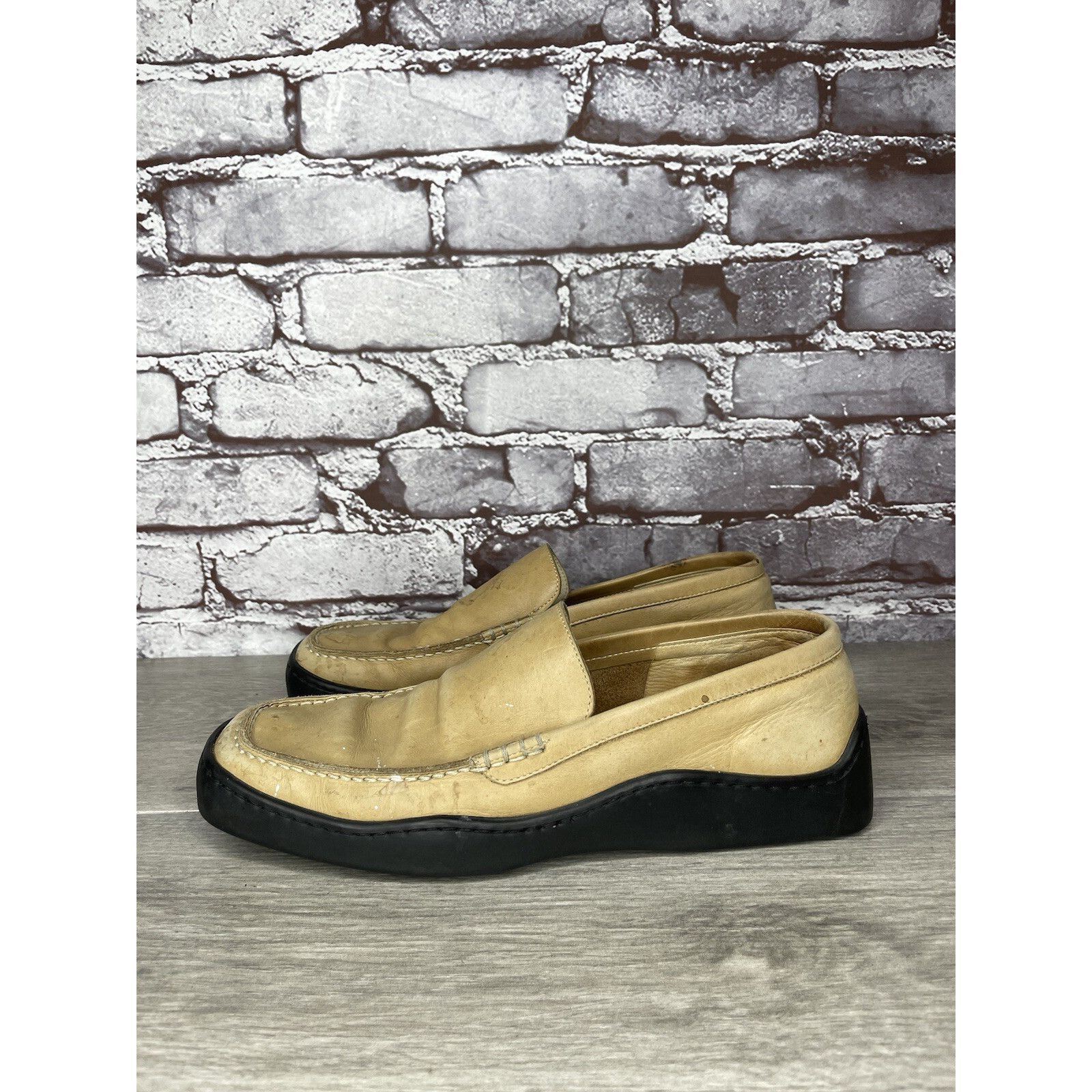 Other Duccio Del Duca Tan Leather Square Toe Wedge Designer Loafer Size US 8.5 / IT 38.5 - 3 Thumbnail