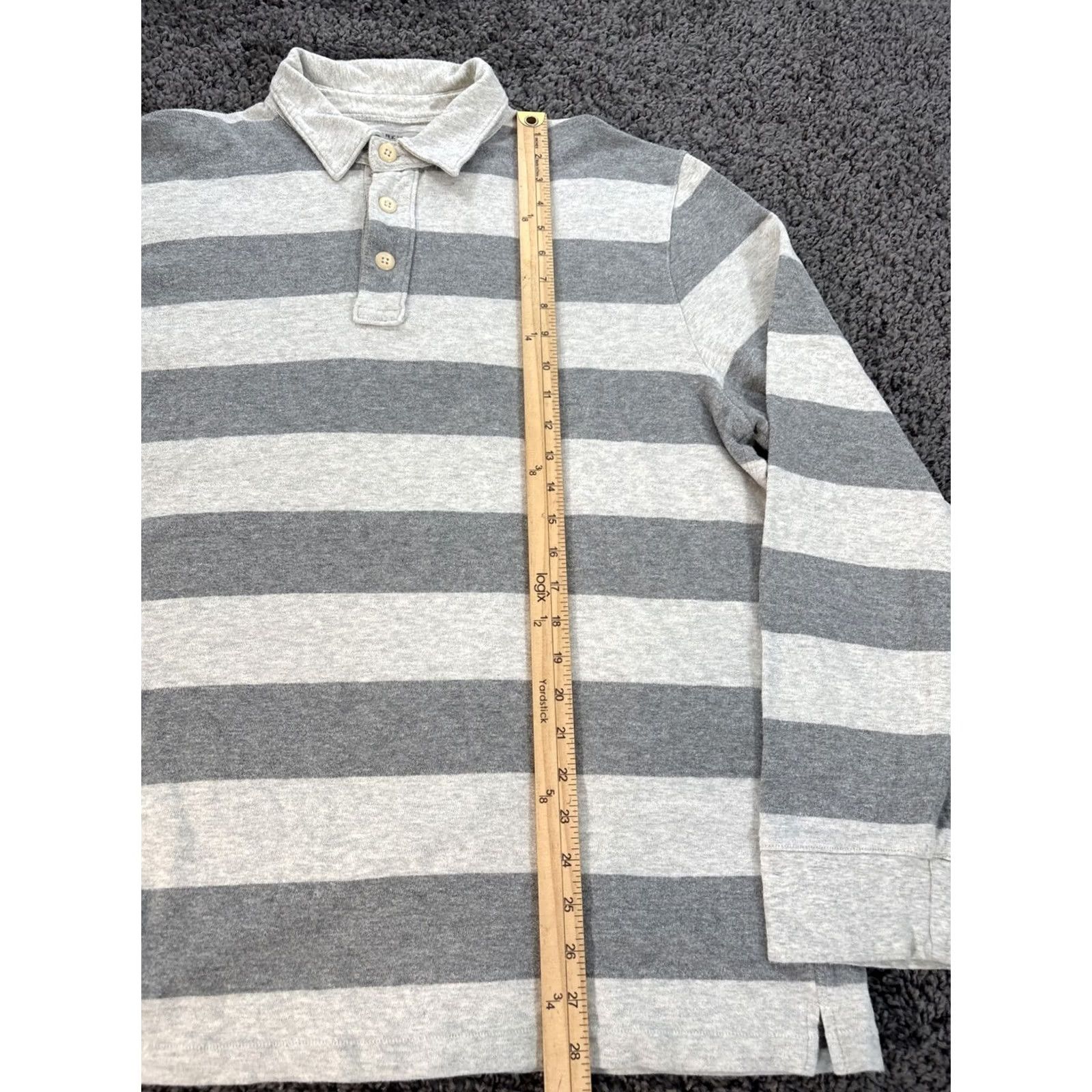 J.Crew J.Crew Rugby Shirt Mens XL Gray White Stripe Cotton Preppy Polo Knit Goods Size US XL / EU 56 / 4 - 2 Thumbnail