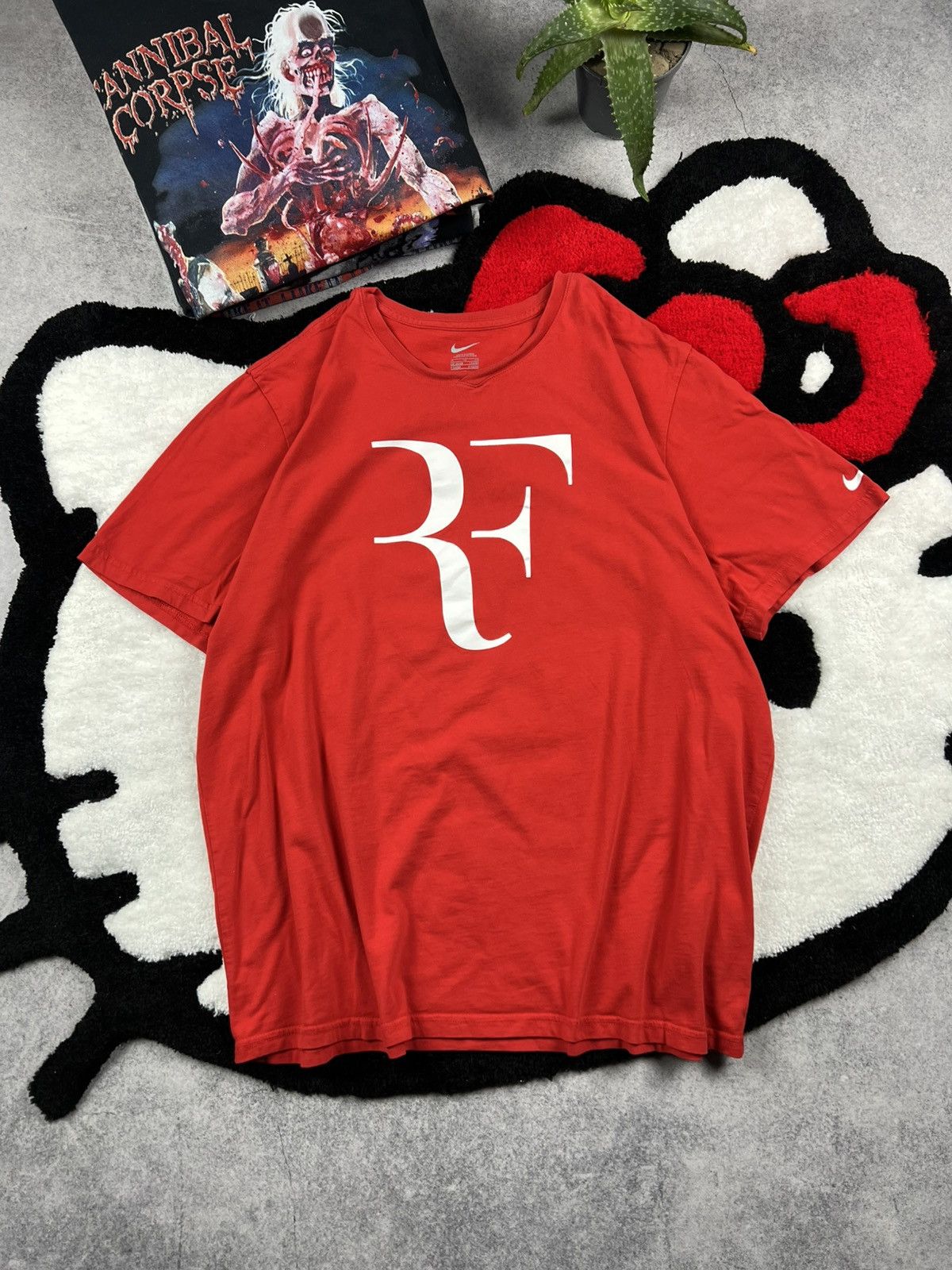 Vintage Vintage Nike RF Roger Foderer Oversized Red Y2K Tee Shirt Size US XL / EU 56 / 4 - 1 Thumbnail