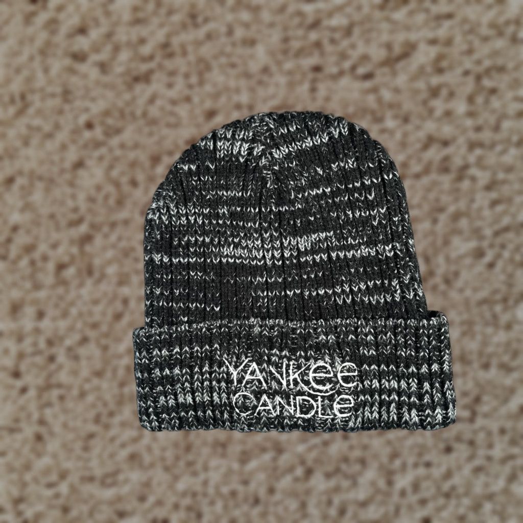 Vintage HitWear Hat Beanie Mens One Size Black Striped Knit Yankee Candle Logo Winter Size ONE SIZE - 1 Thumbnail