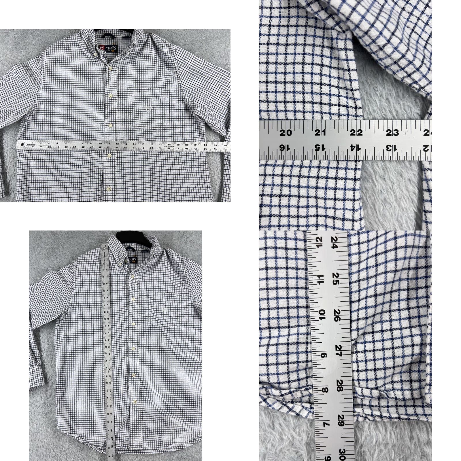 Chaps Chaps Button-Up Shirt Men Regular Cotton White Plaid Long Sleeve Pocket Pocketed Long Sleeve Collared Spread Classic Button-Up Size US M / EU 48-50 / 2 - 8 Thumbnail